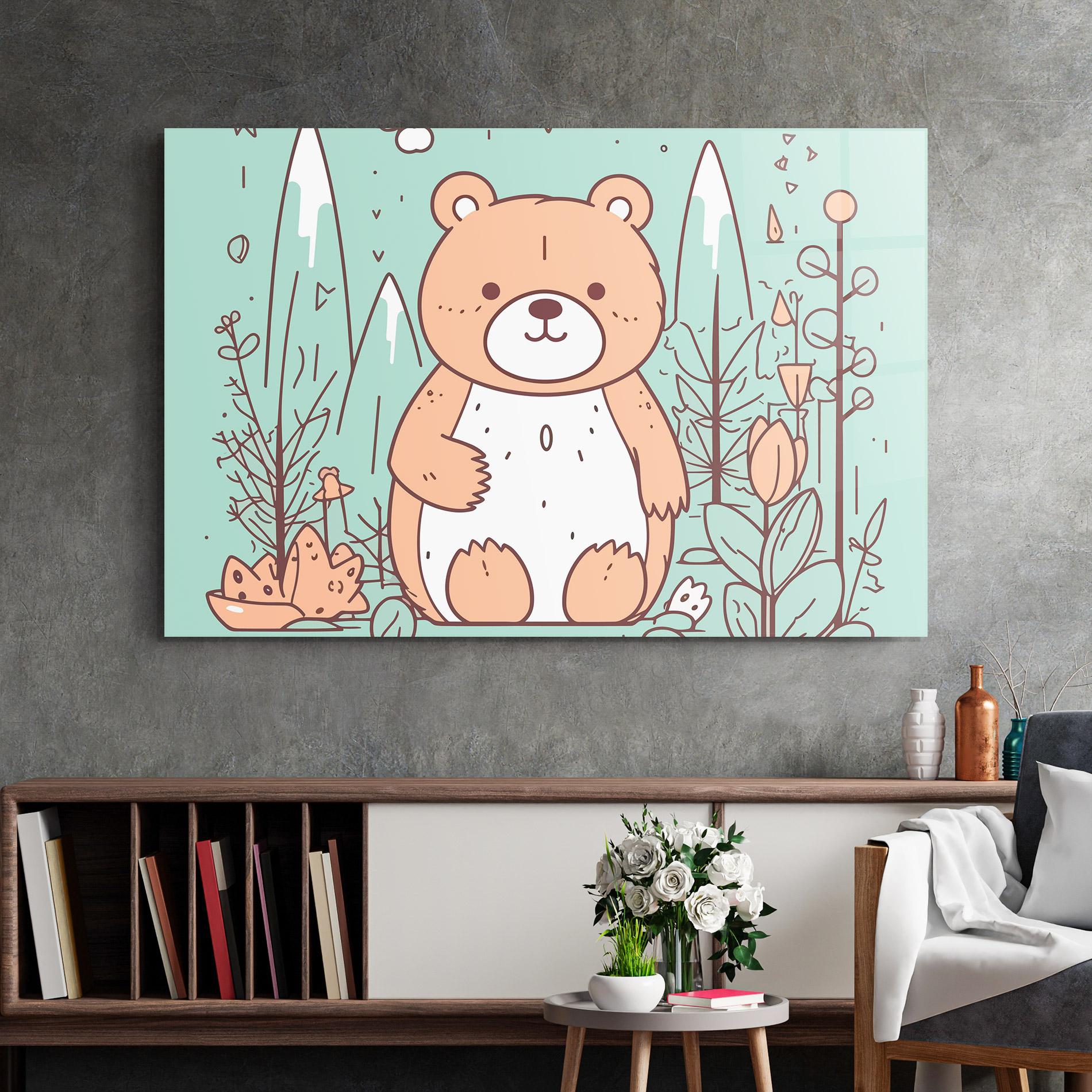 Tablou Sticla Forest Cute Bear mockup 2