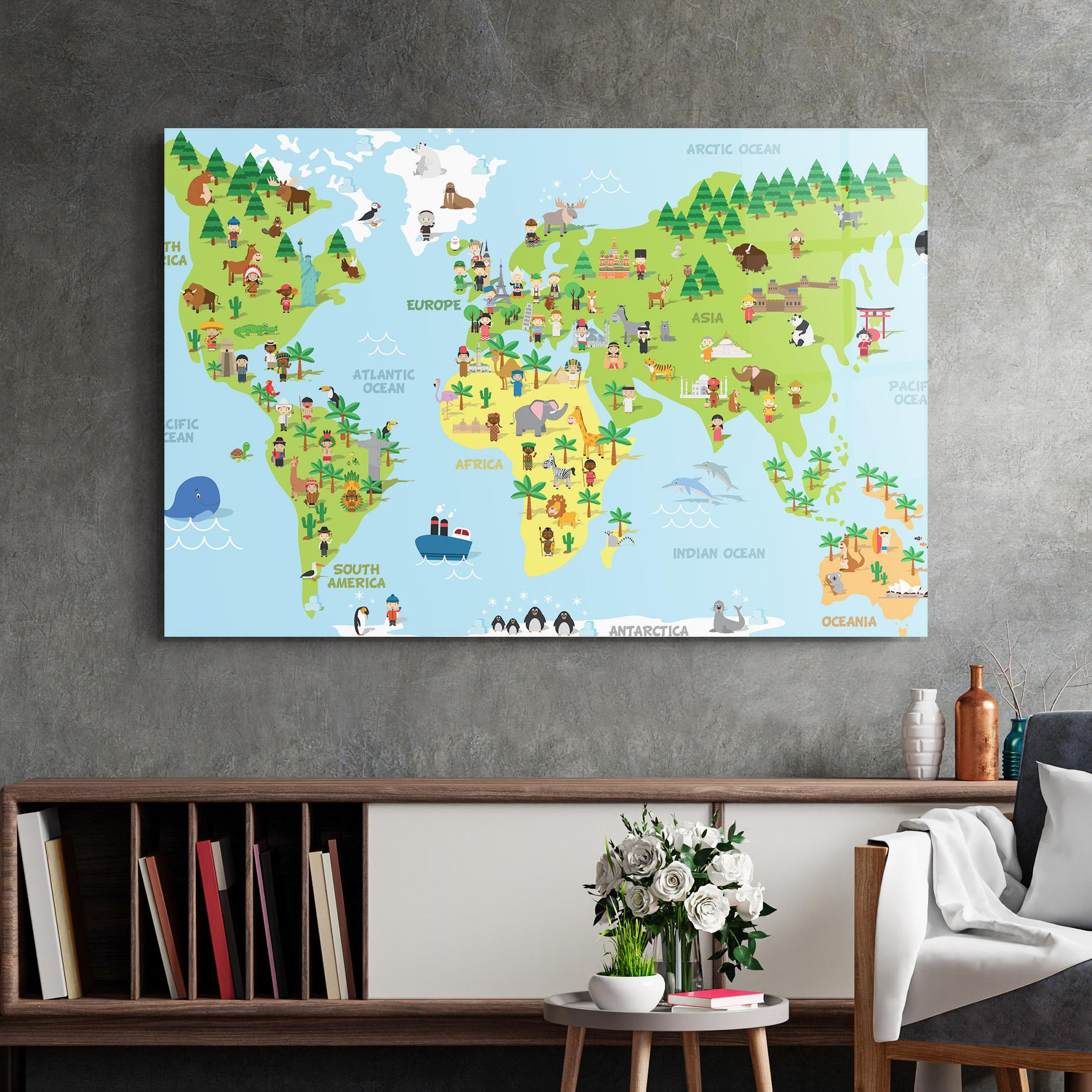 Tablou Sticla Kids Map mockup 2