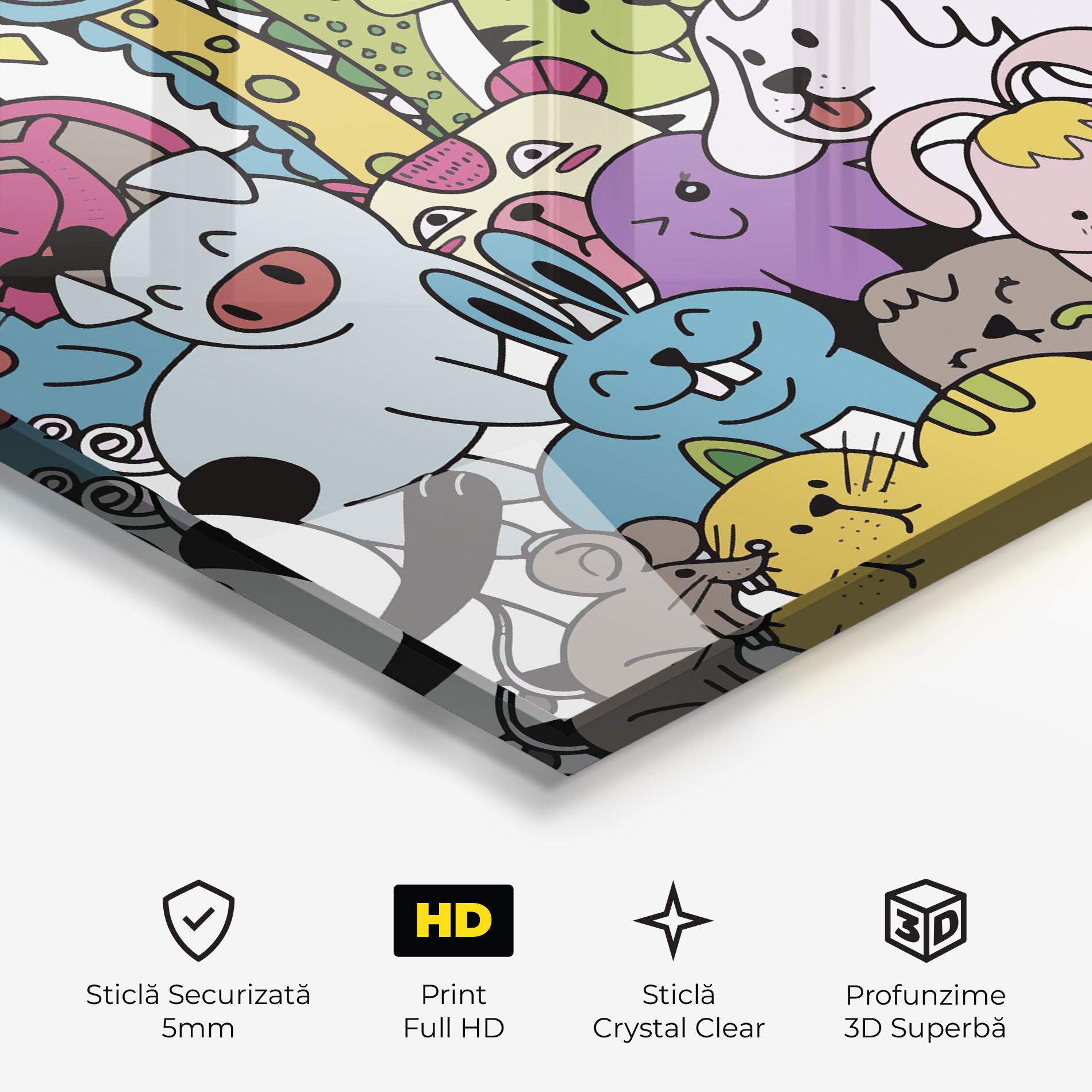 Tablou Sticla Animals Cartoon mockup 3