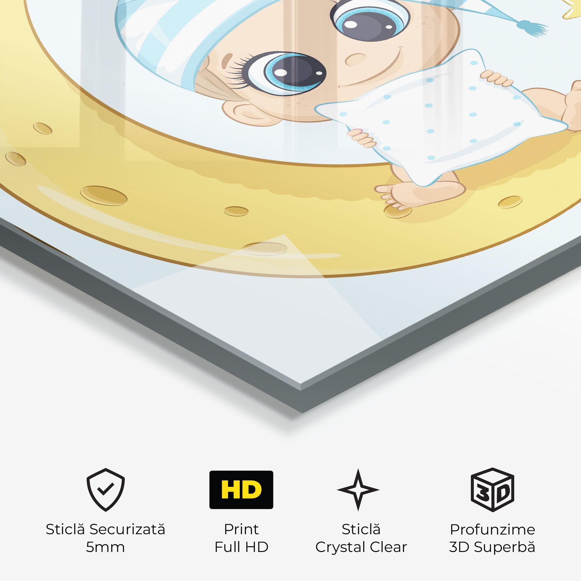 Tablou Sticla Baby On Moon mockup 3