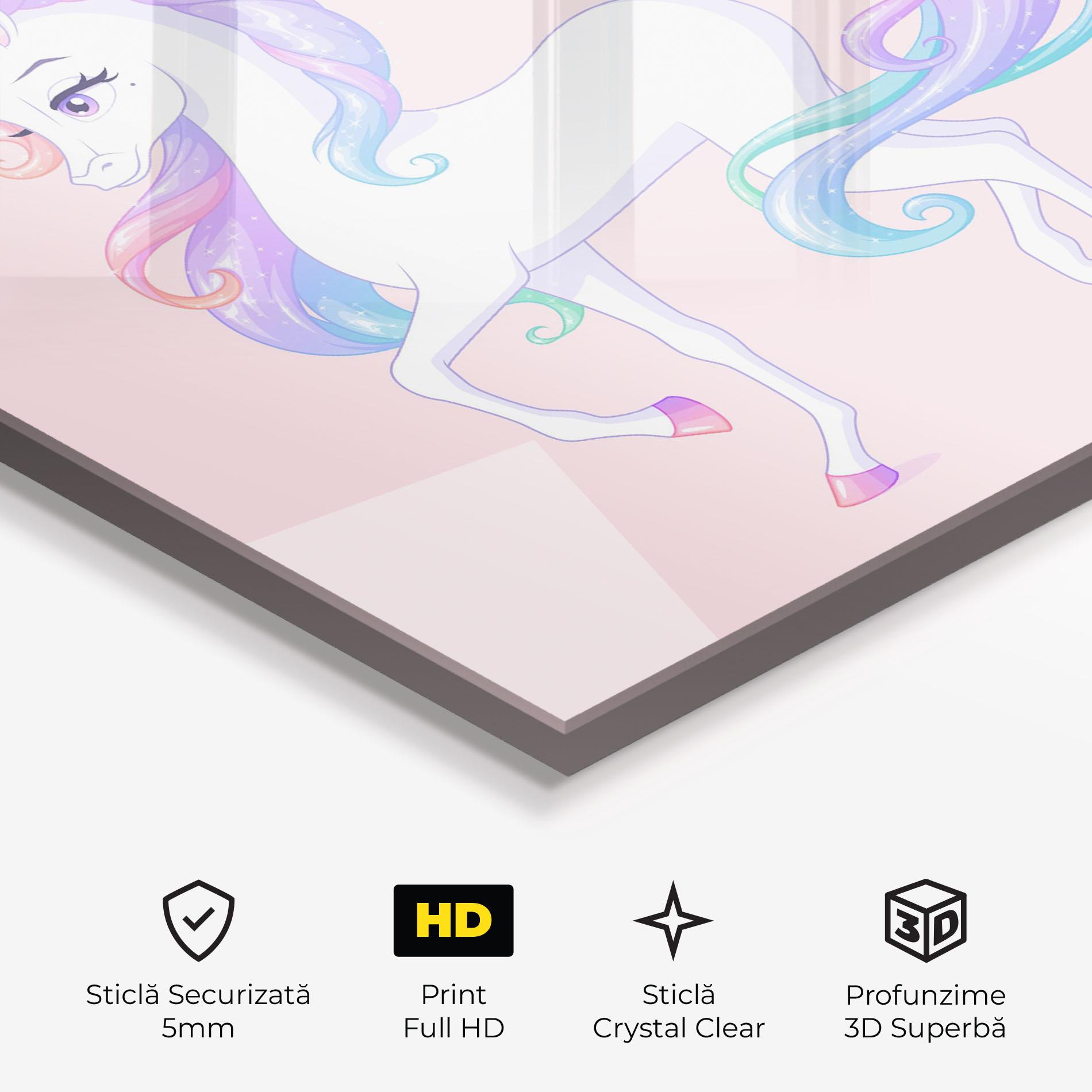 Tablou Sticla Beautiful Unicorn mockup 3
