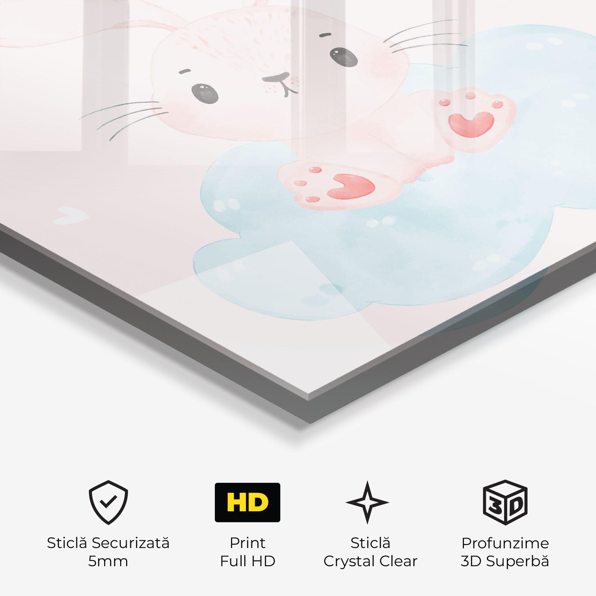 Tablou Sticla Cloud Pink Bunny mockup 3