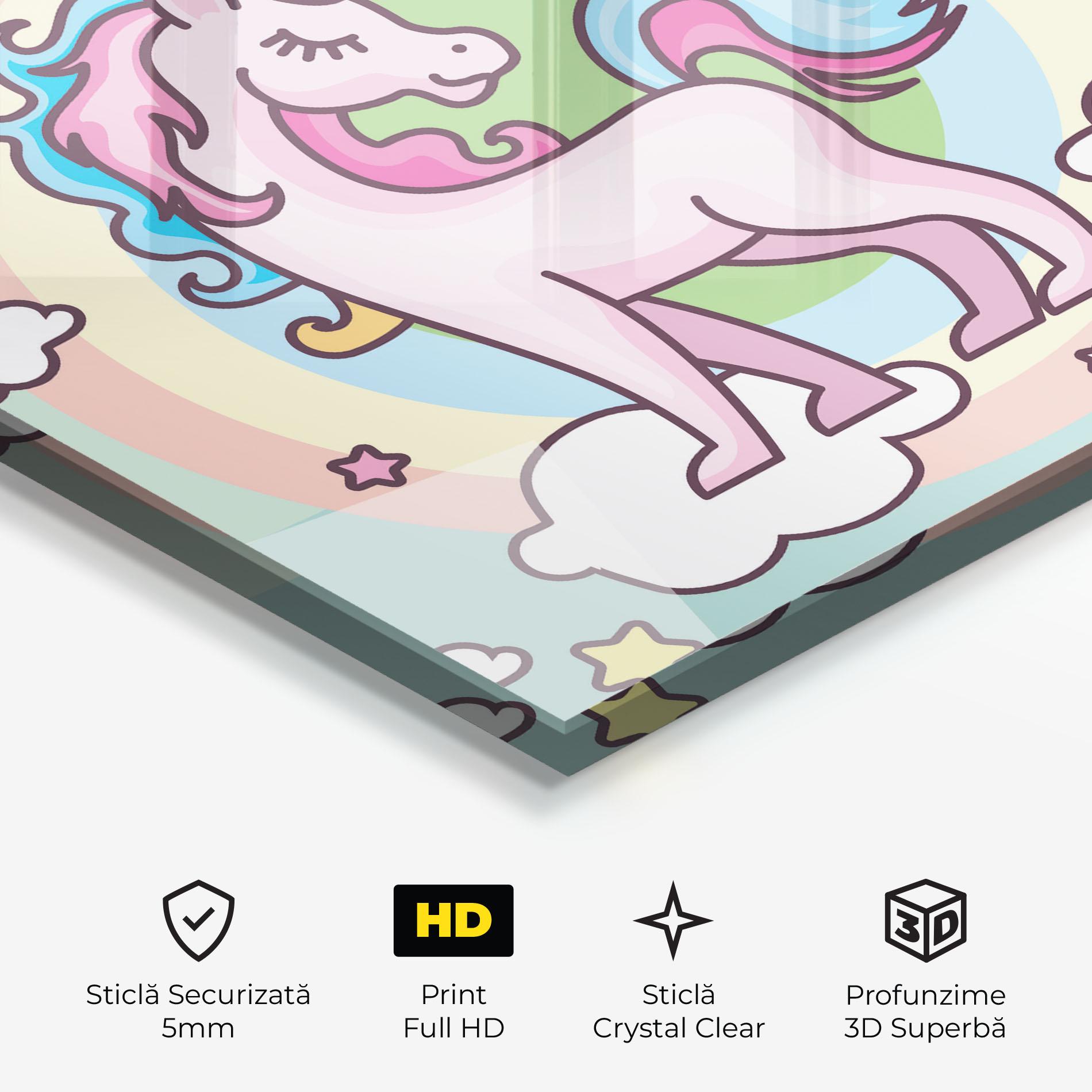 Tablou Sticla Cute Unicorn Art mockup 3