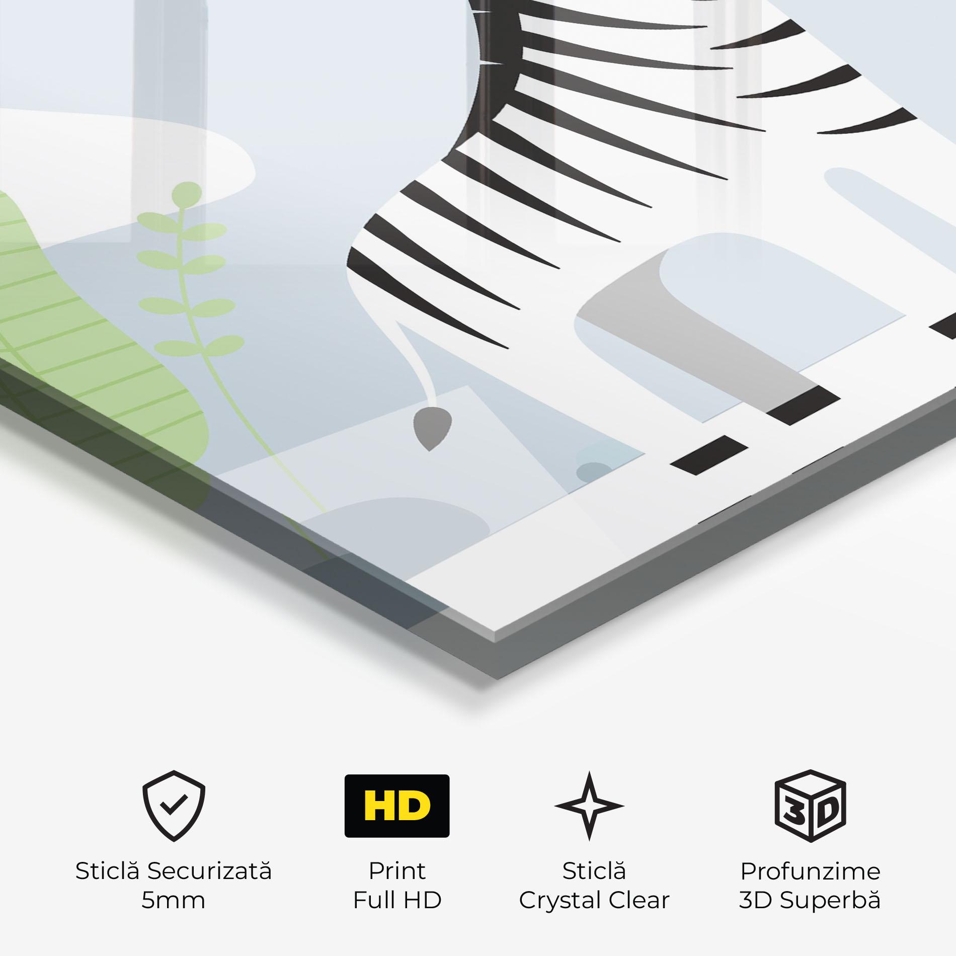 Tablou Sticla Cute Zebra Leaf mockup 3