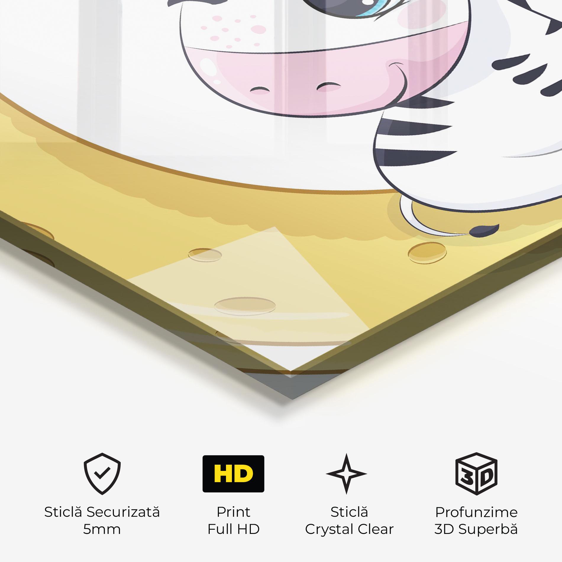 Tablou Sticla Cute Zebra Moon mockup 3
