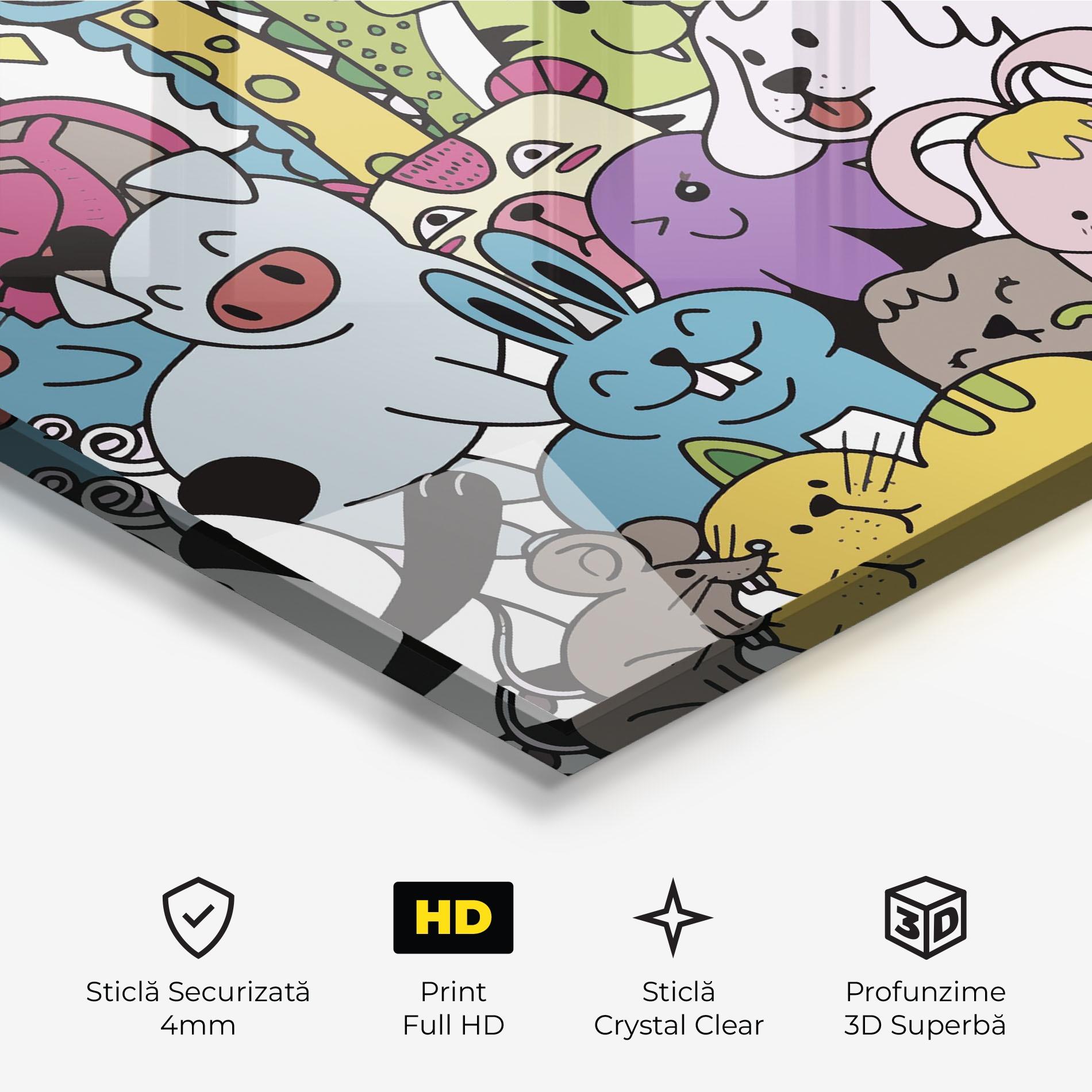 Tablou Sticla Animals Cartoon mockup 3