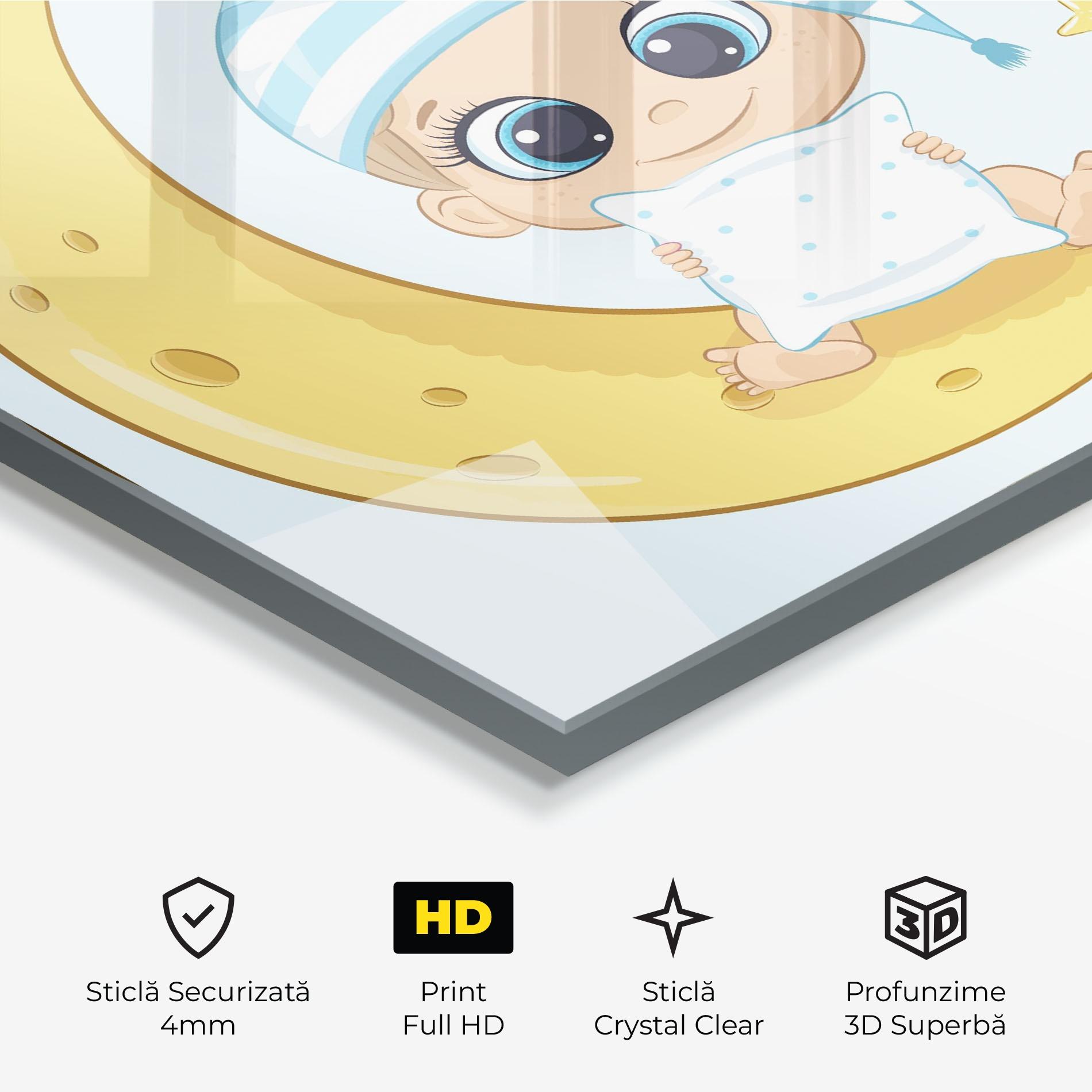 Tablou Sticla Baby On Moon mockup 3