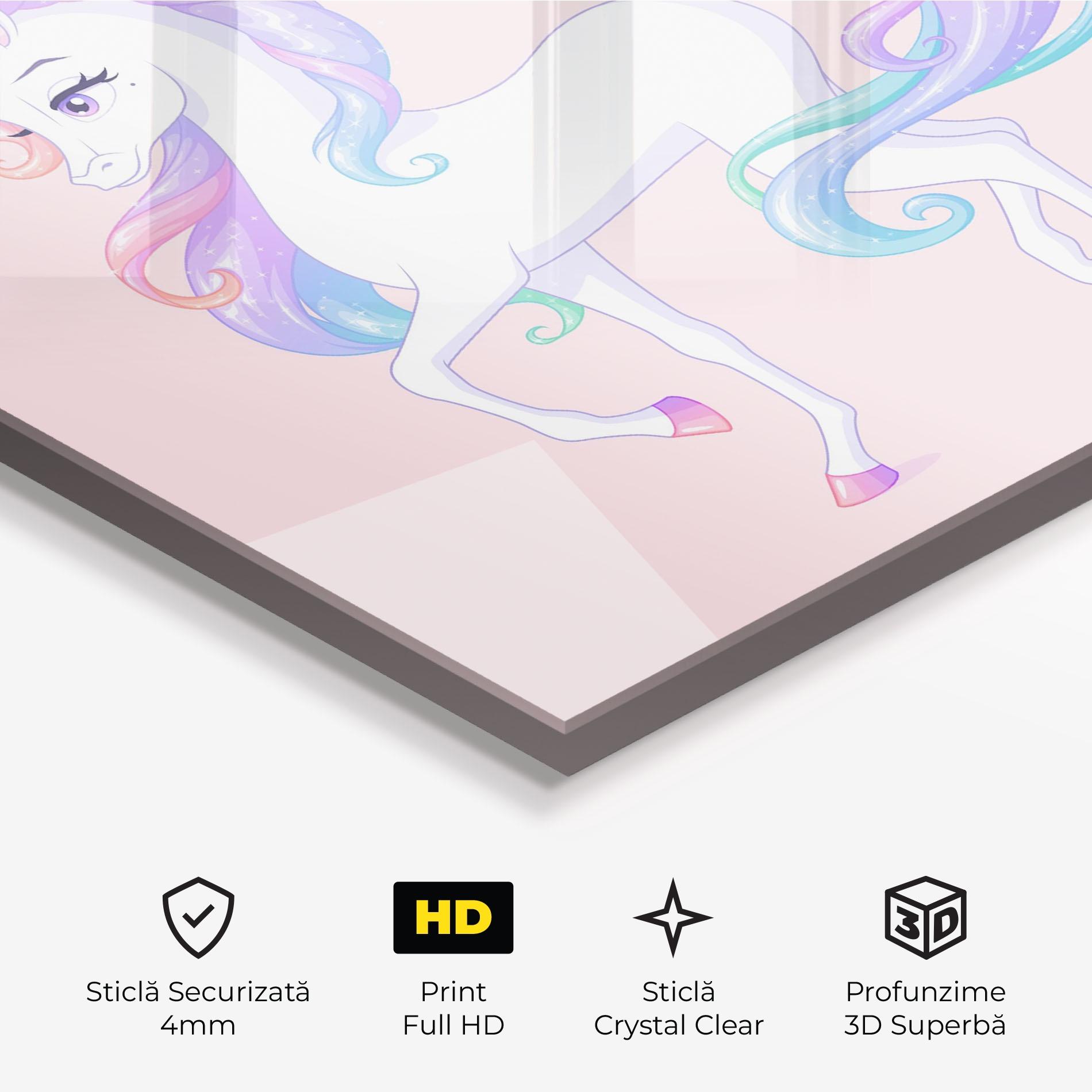 Tablou Sticla Beautiful Unicorn mockup 3
