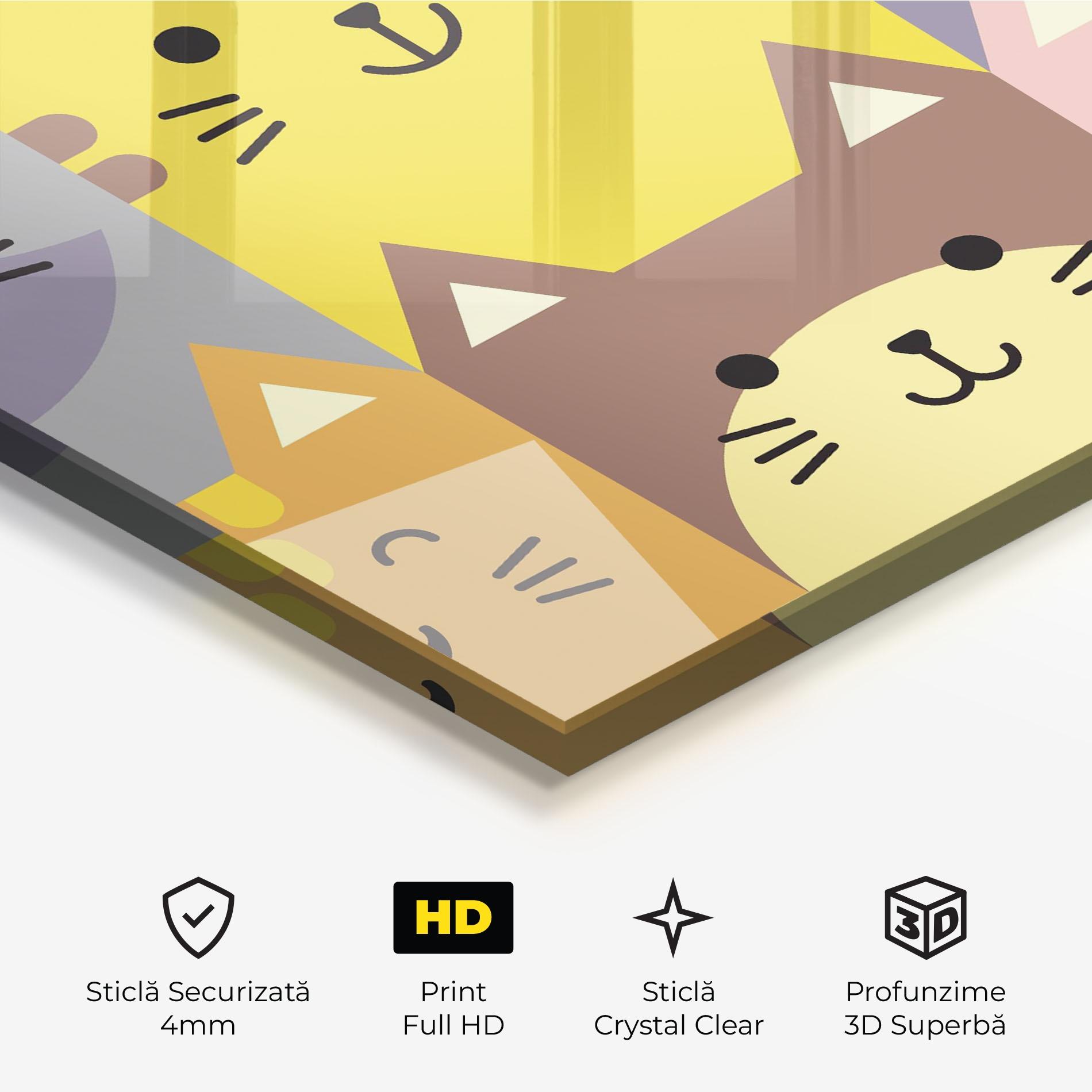 Tablou Sticla Cat Colors mockup 3