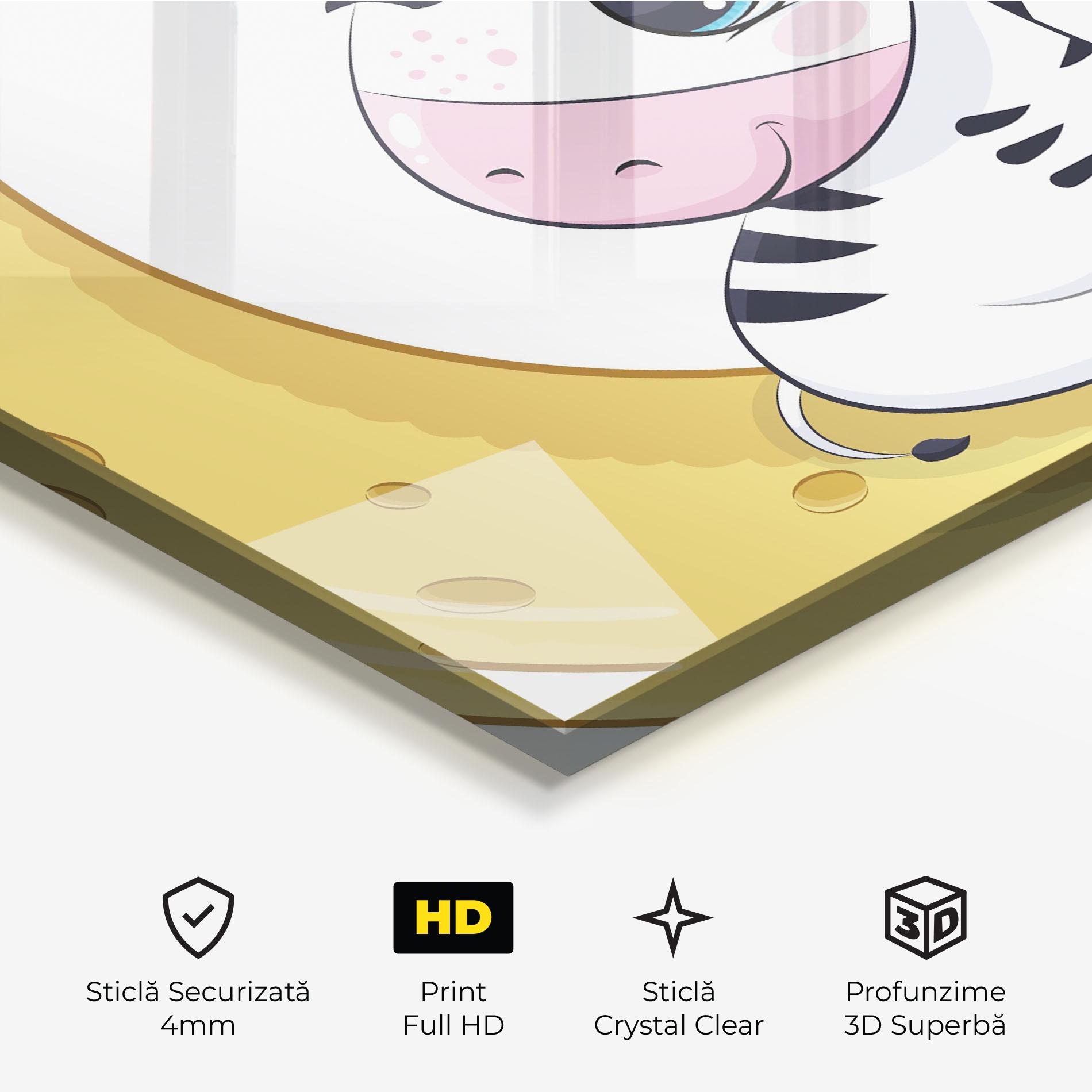 Tablou Sticla Cute Zebra Moon mockup 3