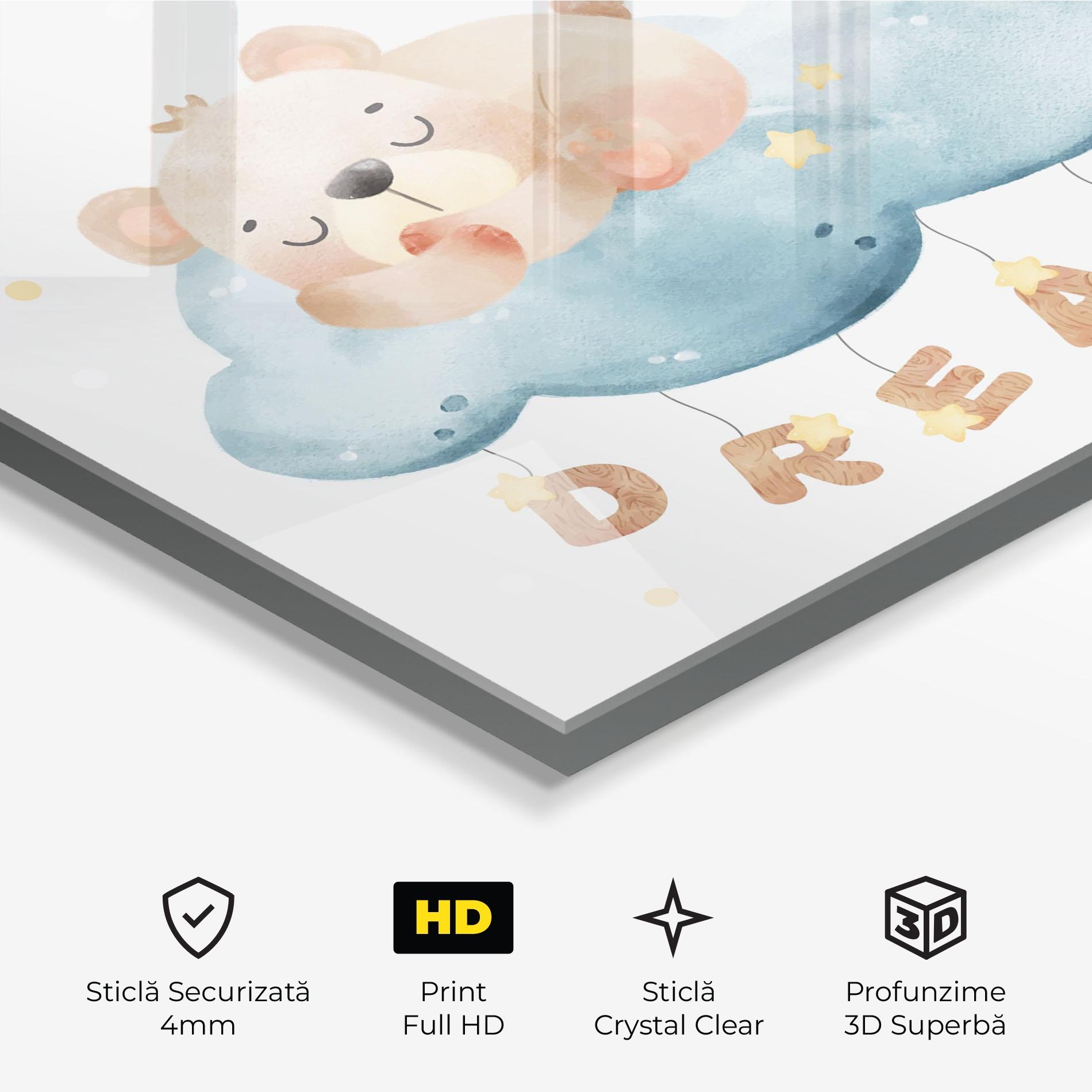 Tablou Sticla Dream Sleepy Bear mockup 3