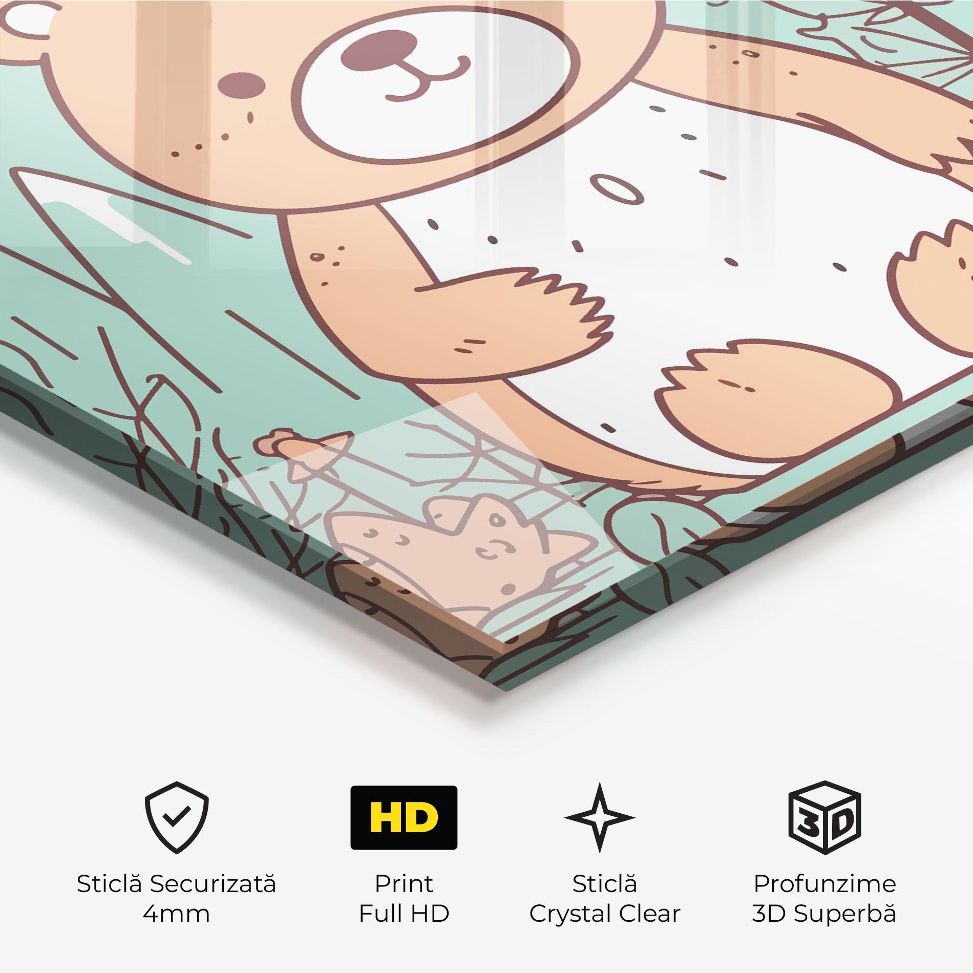 Tablou Sticla Forest Cute Bear mockup 3
