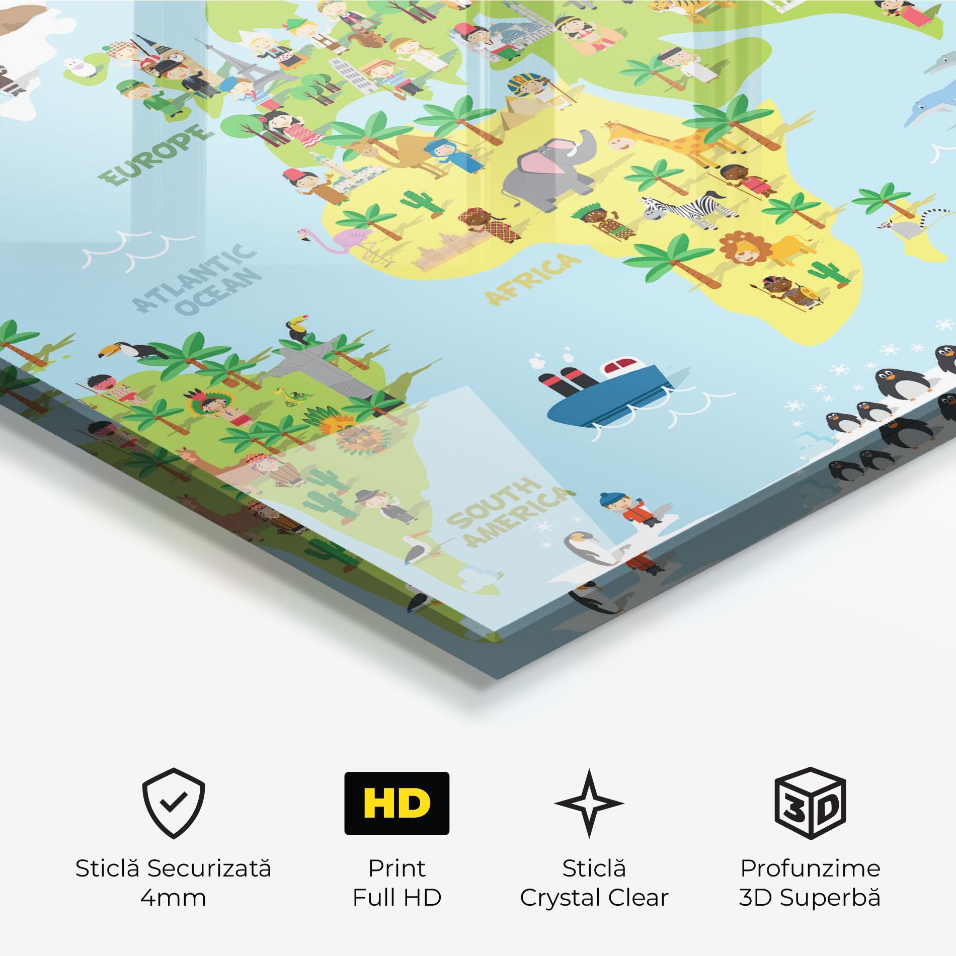 Tablou Sticla Kids Map mockup 3