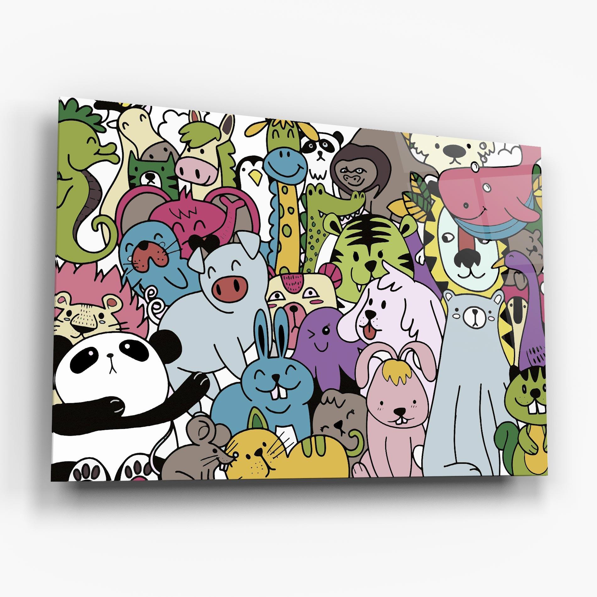 Tablou Sticla Animals Cartoon mockup 6