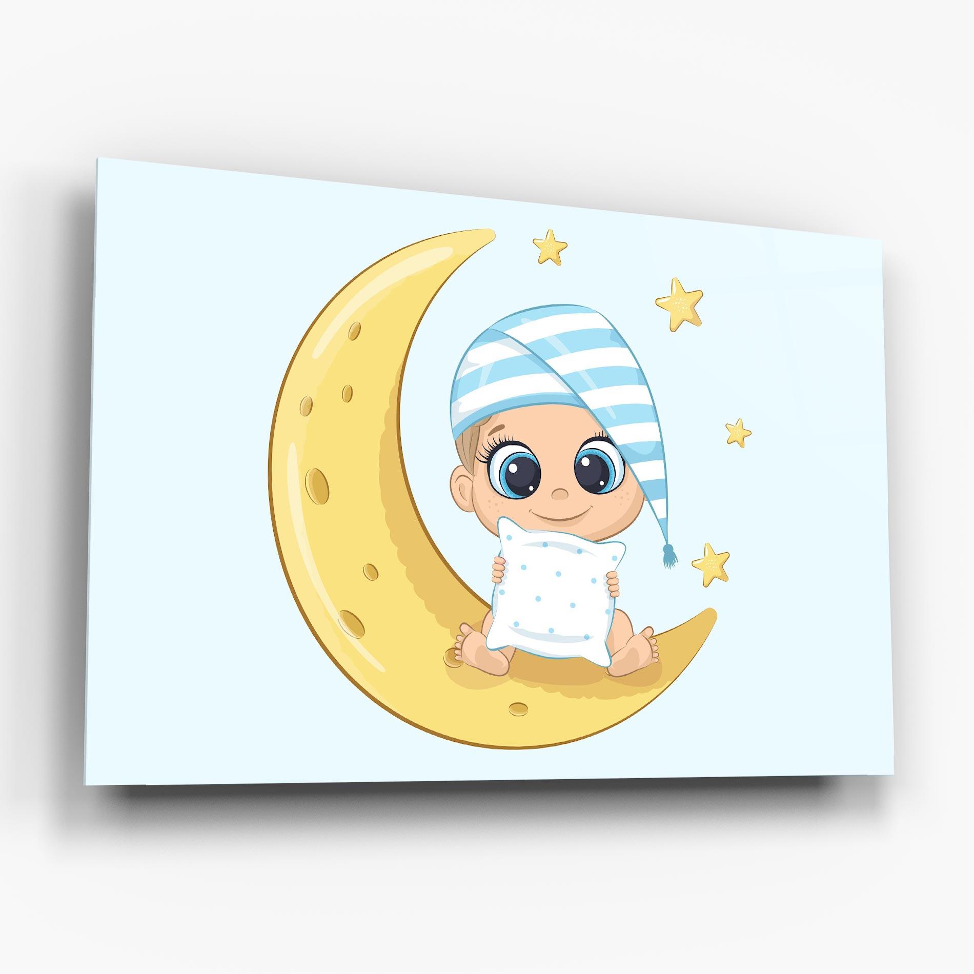 Tablou Sticla Baby On Moon mockup 6