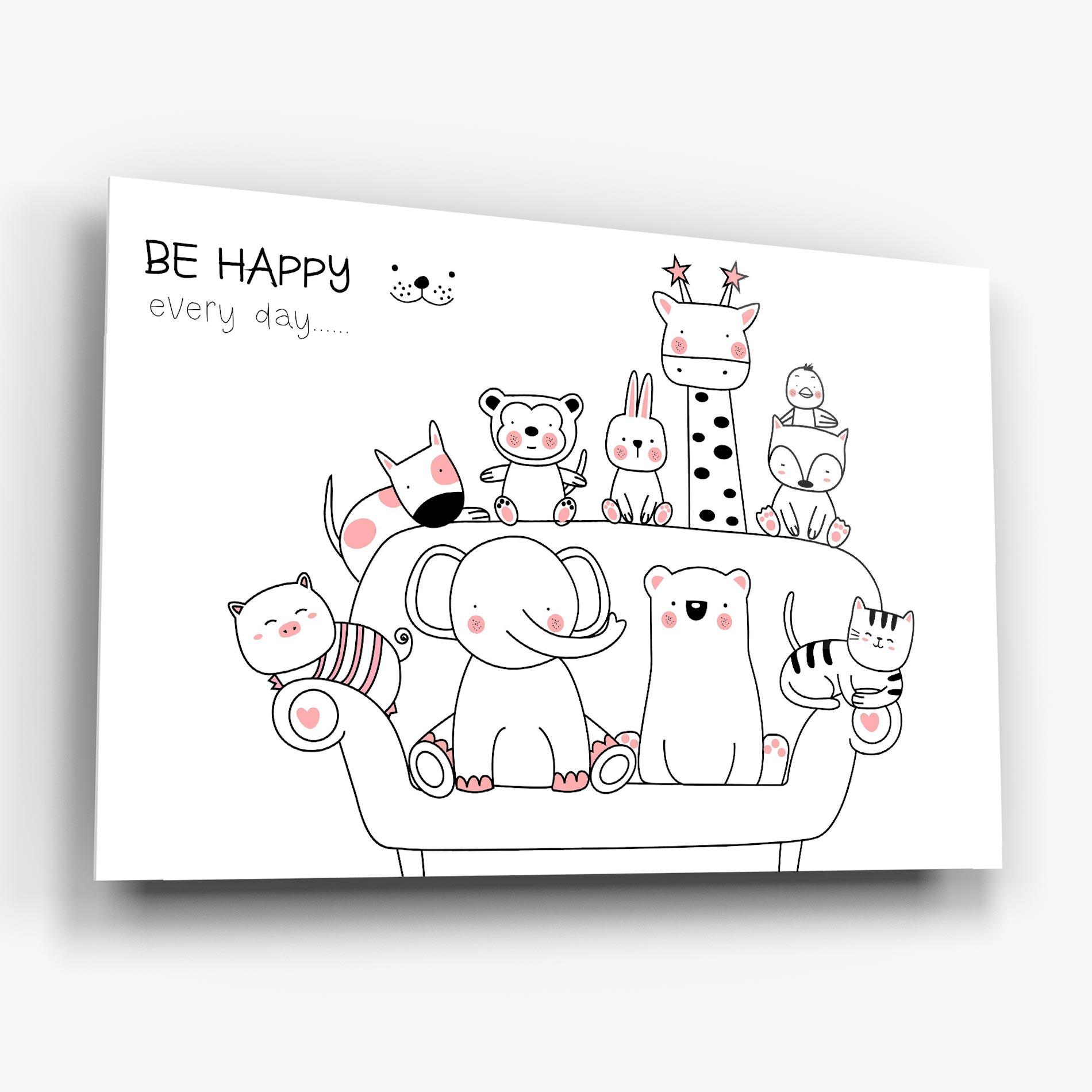 Tablou Sticla Be Happy Animals mockup 6
