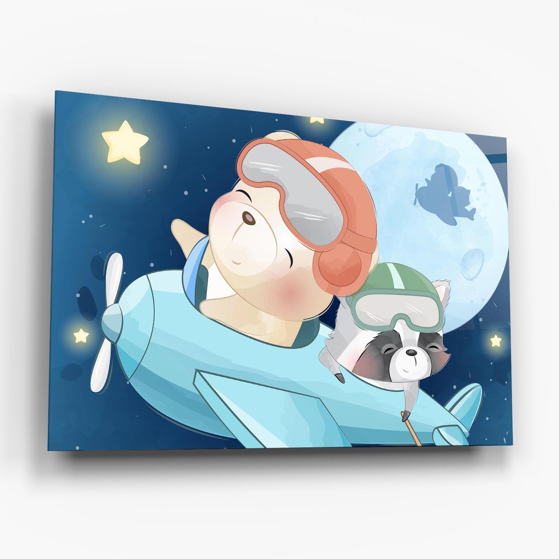 Tablou Sticla Bear Flying Star mockup 6