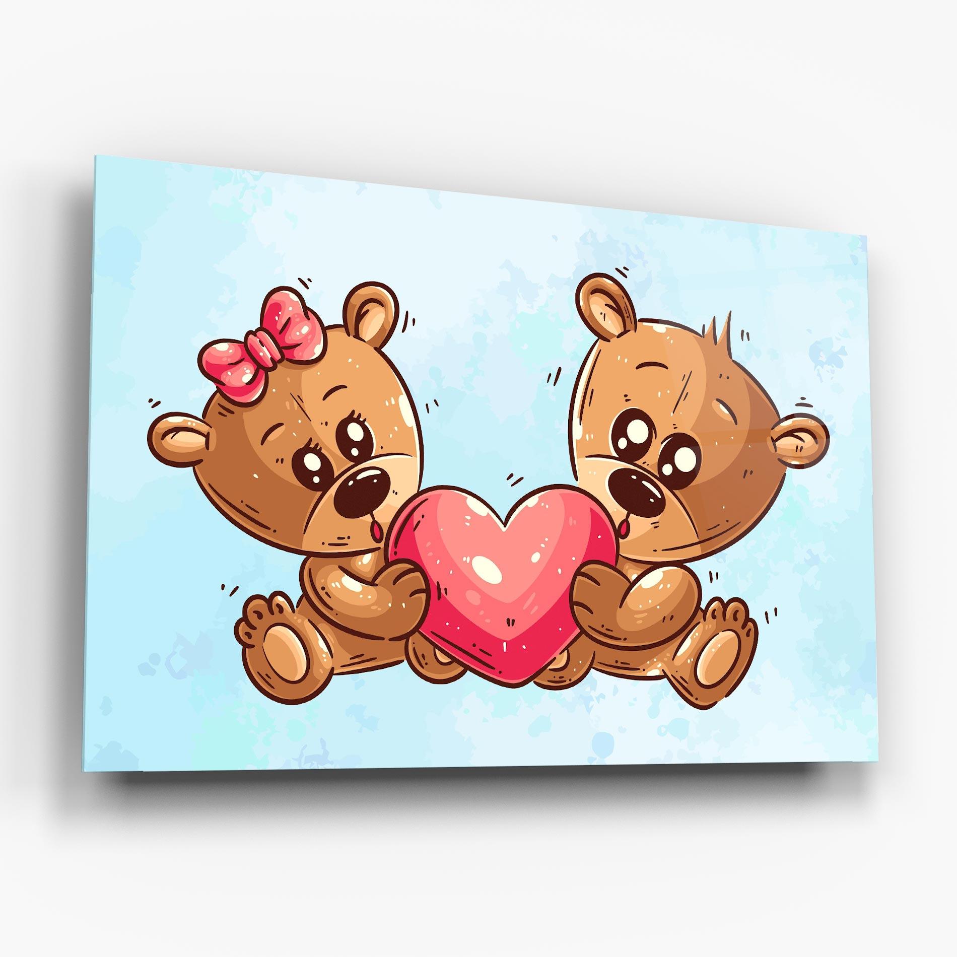 Tablou Sticla Bear Holding Heart mockup 6