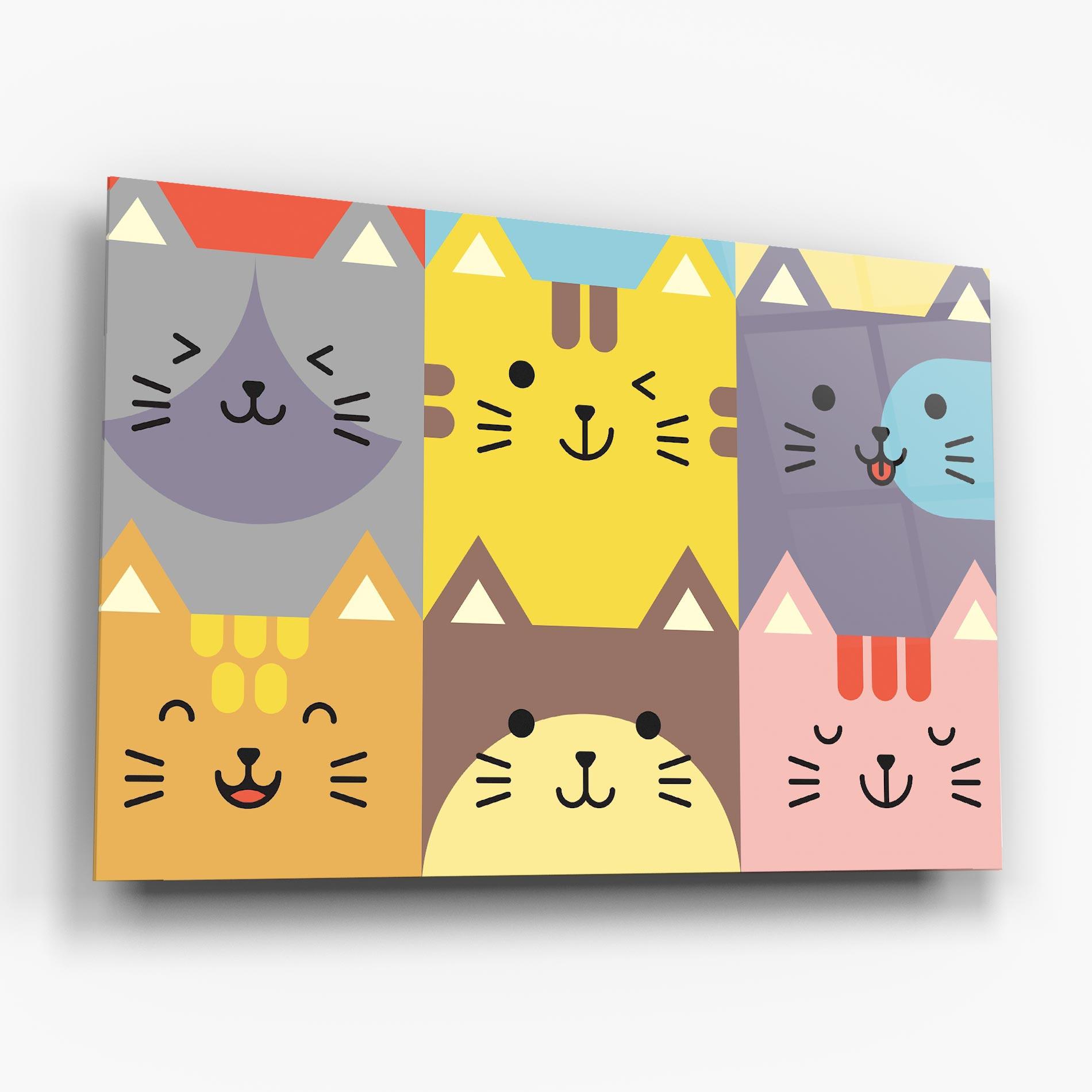 Tablou Sticla Cat Colors mockup 6