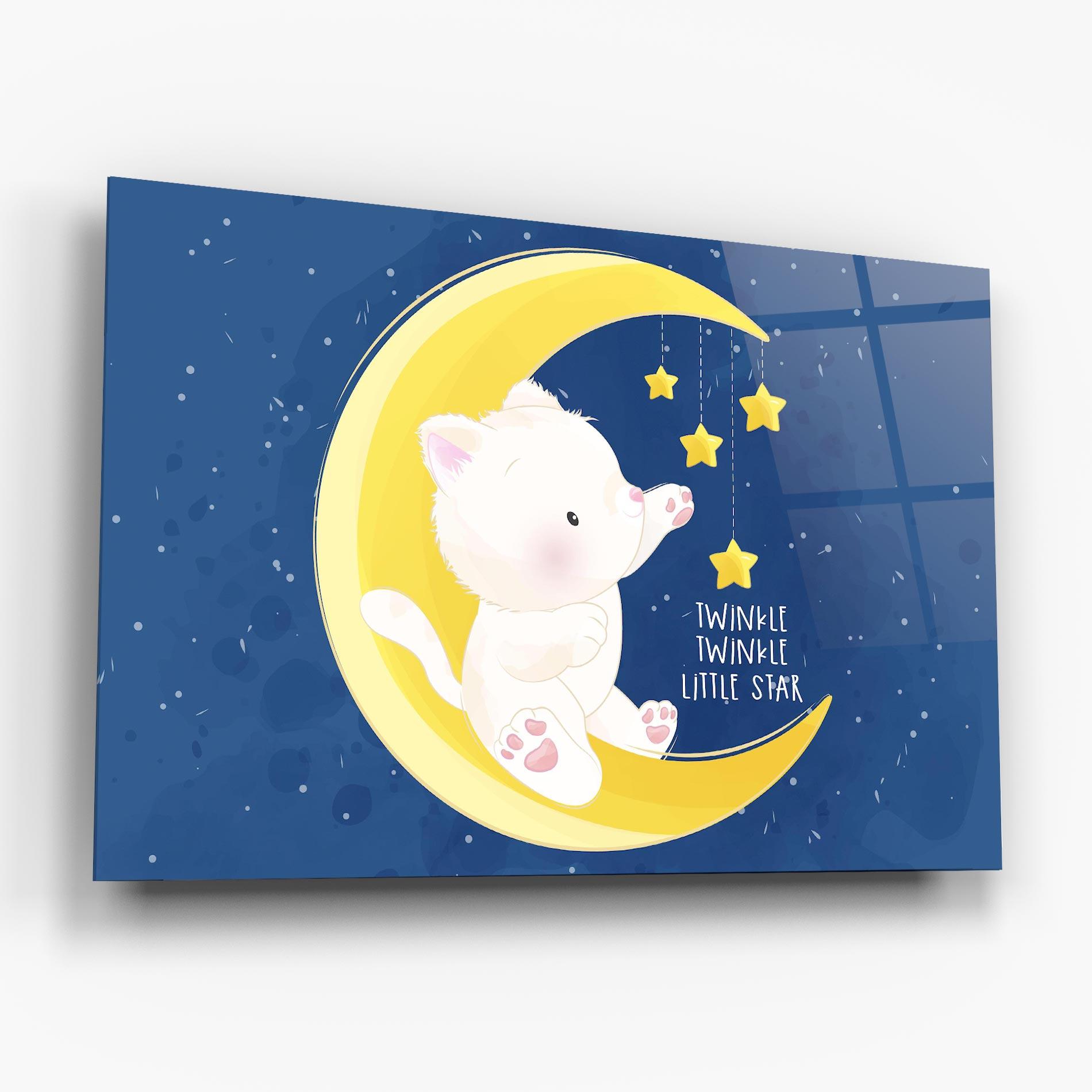 Tablou Sticla Cat Moon Star mockup 6