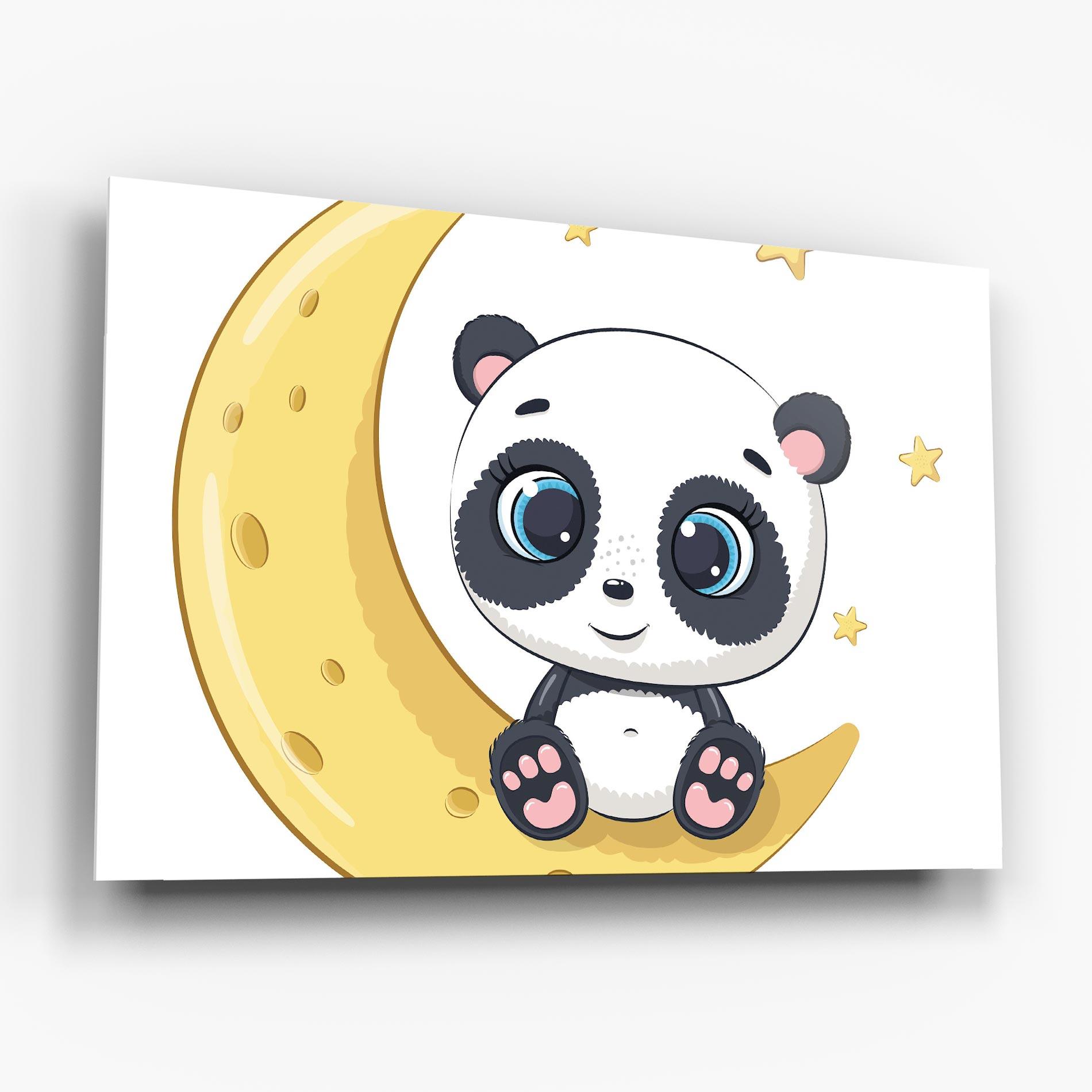 Tablou Sticla Cute Panda Moon mockup 6