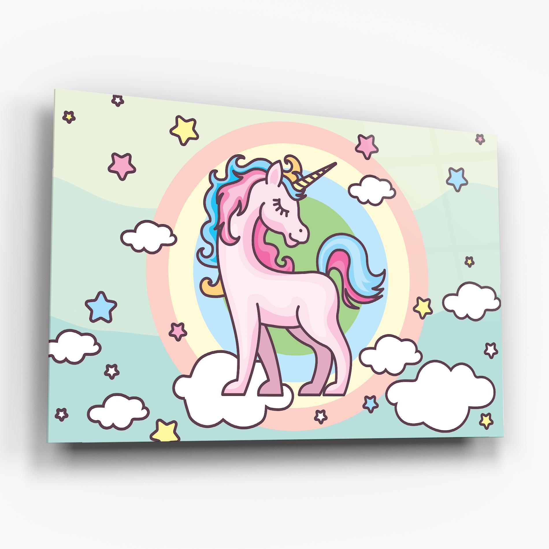 Tablou Sticla Cute Unicorn Art mockup 6