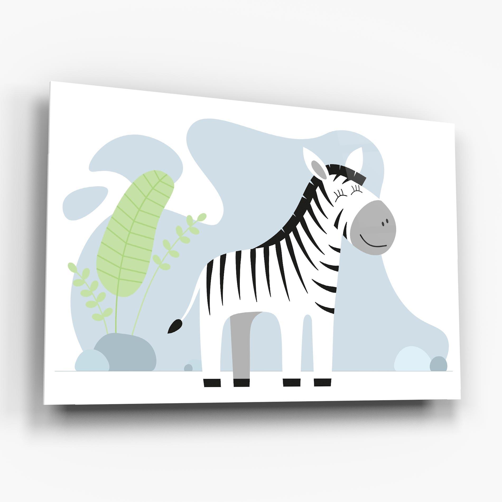 Tablou Sticla Cute Zebra Leaf mockup 6