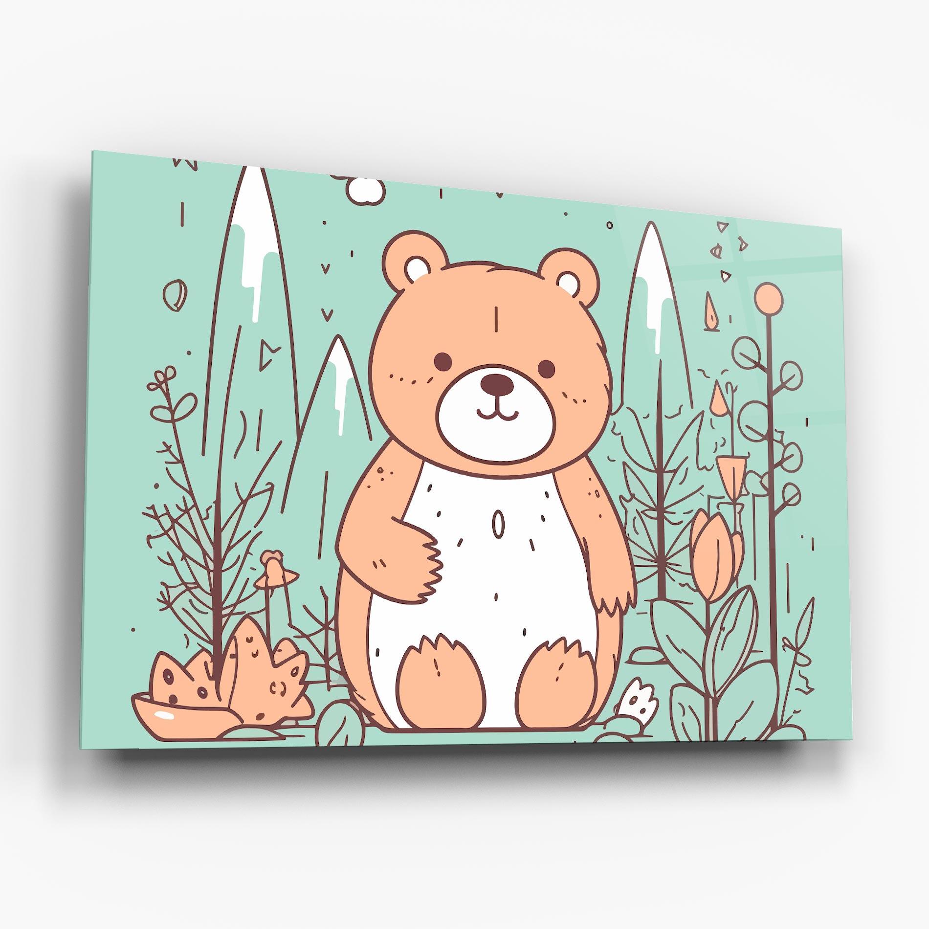 Tablou Sticla Forest Cute Bear mockup 6