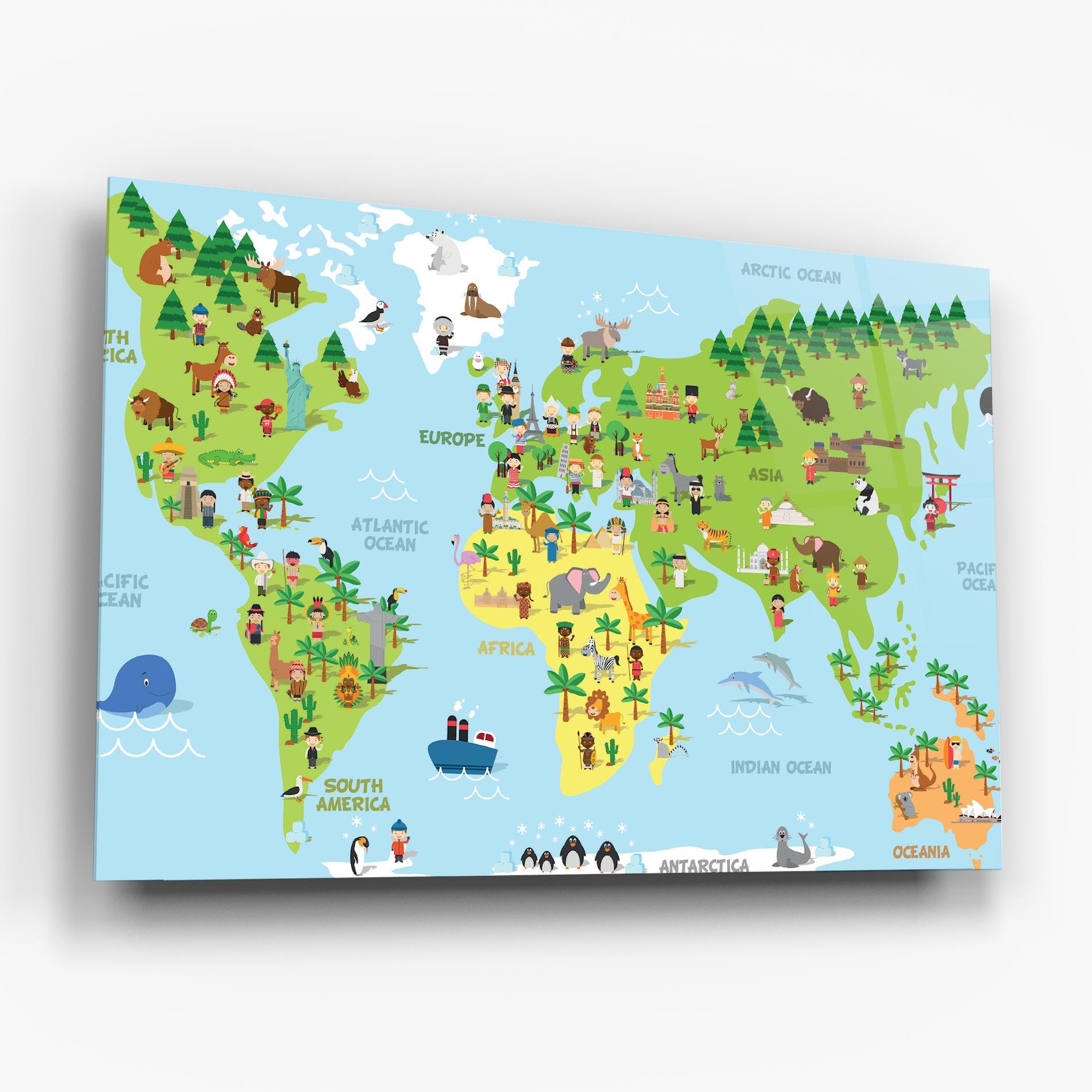 Tablou Sticla Kids Map mockup 6
