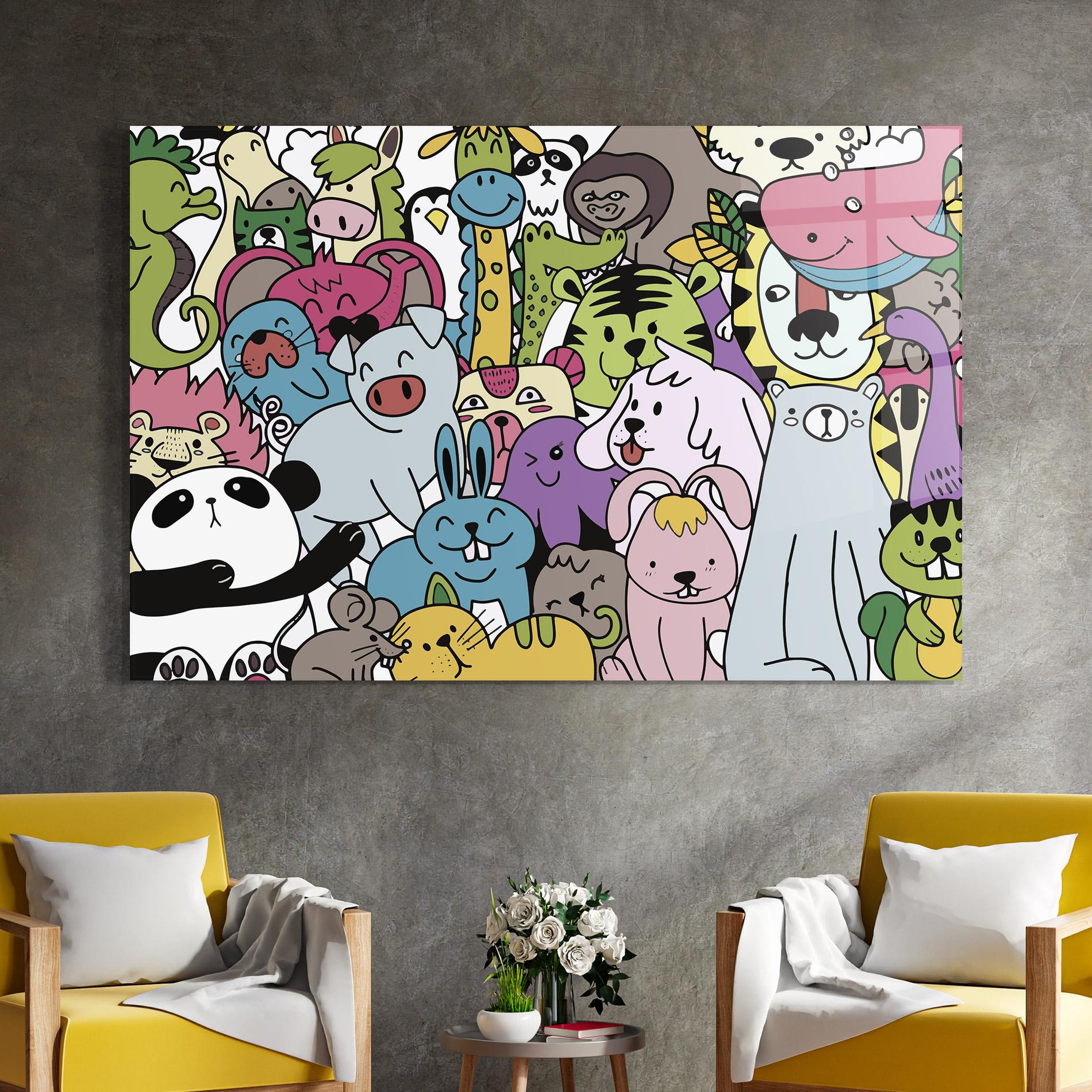 Tablou Sticla Animals Cartoon mockup 4