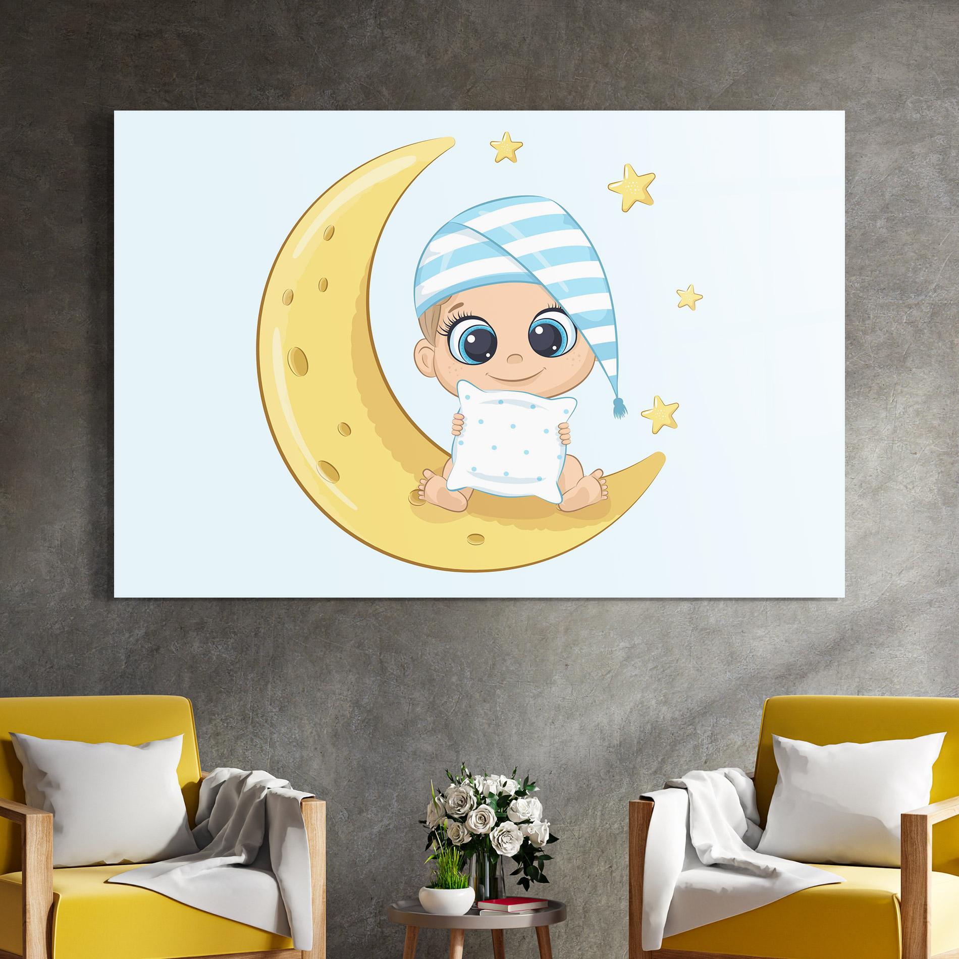 Tablou Sticla Baby On Moon mockup 4