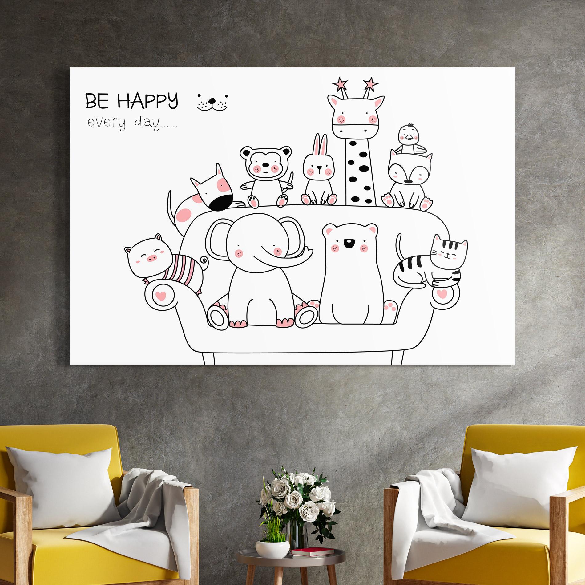 Tablou Sticla Be Happy Animals mockup 4