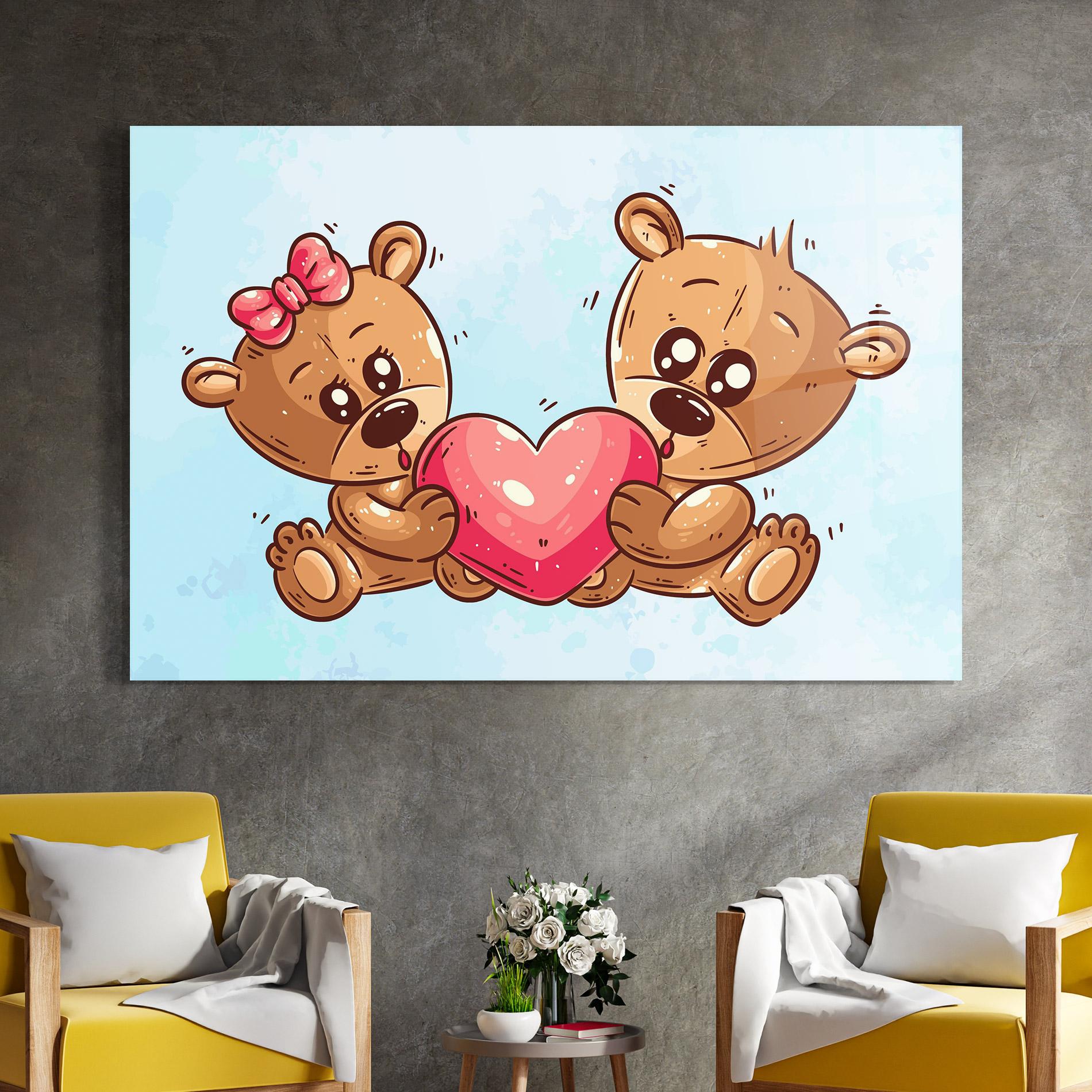 Tablou Sticla Bear Holding Heart mockup 4