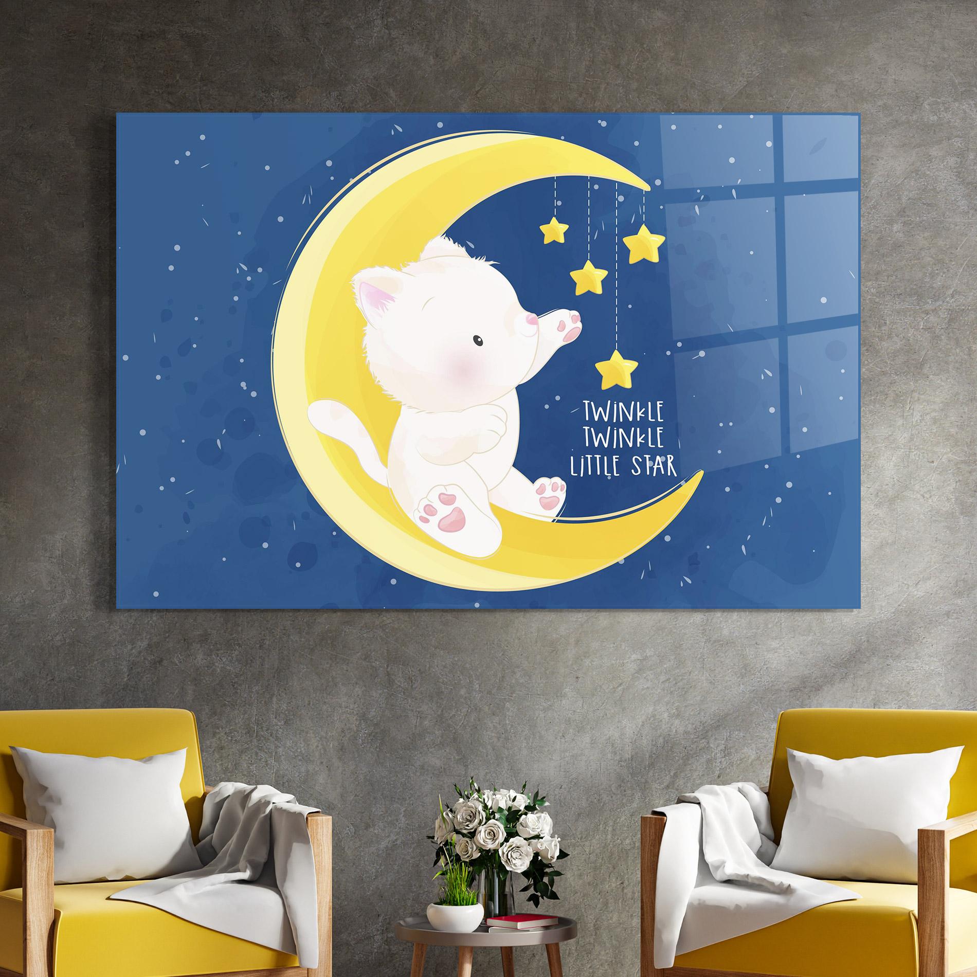 Tablou Sticla Cat Moon Star mockup 4