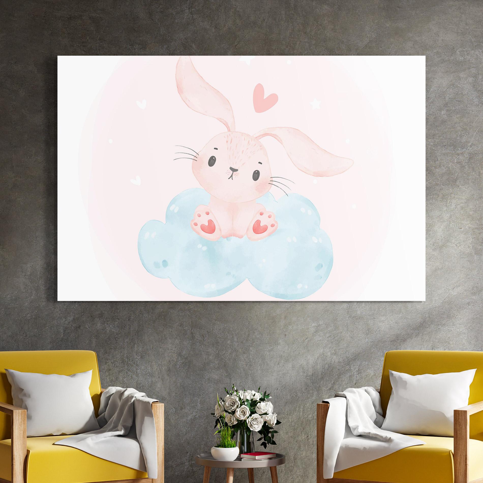 Tablou Sticla Cloud Pink Bunny mockup 4