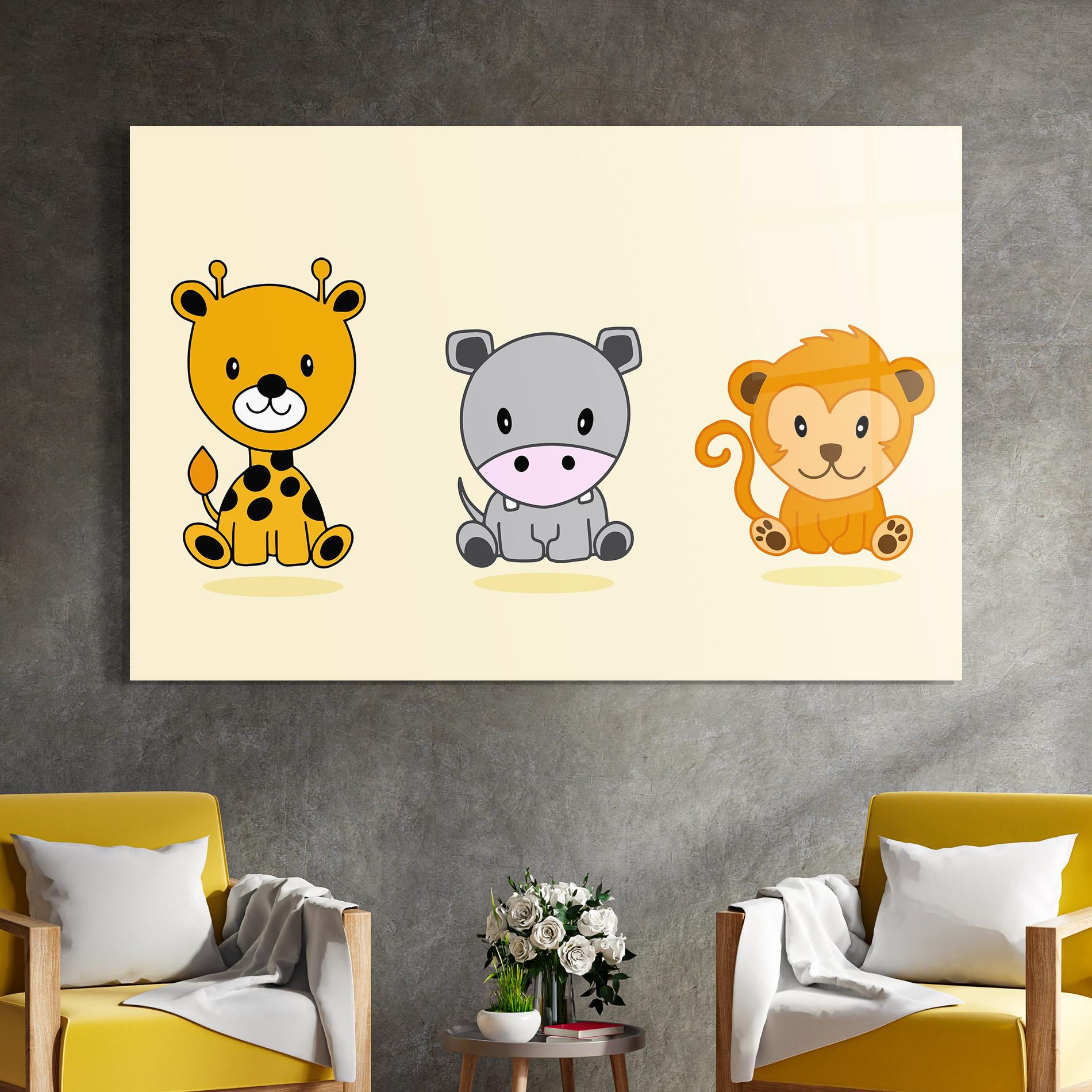 Tablou Sticla Cream Animals mockup 4