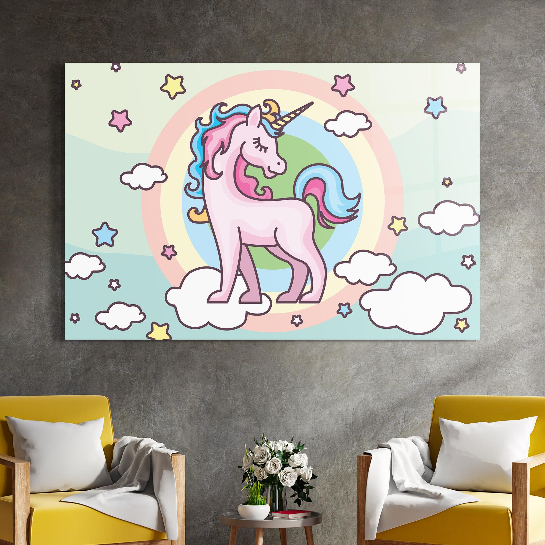 Tablou Sticla Cute Unicorn Art mockup 4