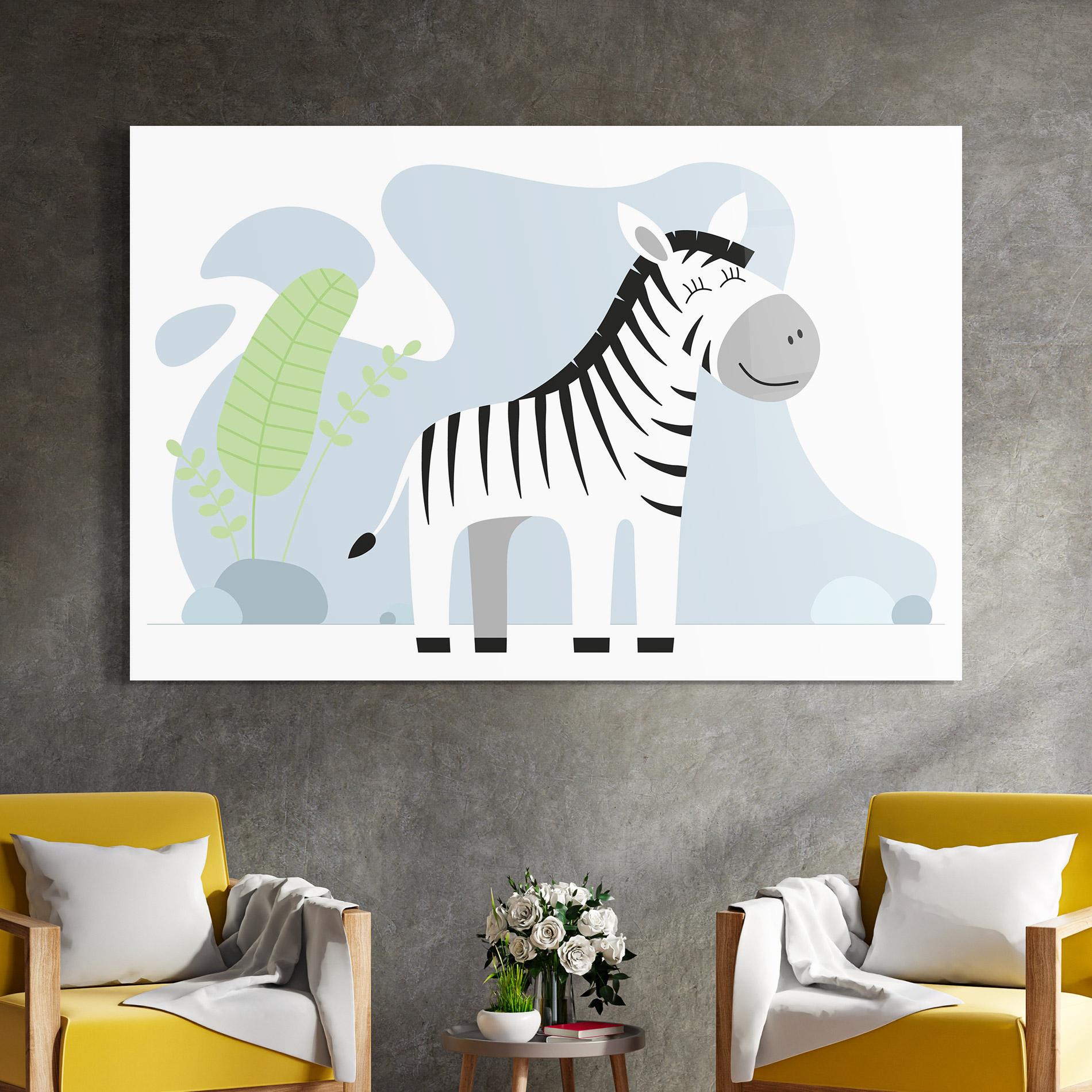 Tablou Sticla Cute Zebra Leaf mockup 4