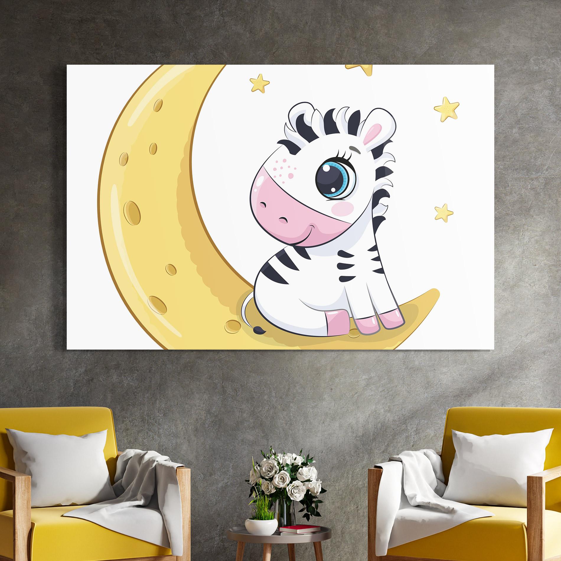 Tablou Sticla Cute Zebra Moon mockup 4