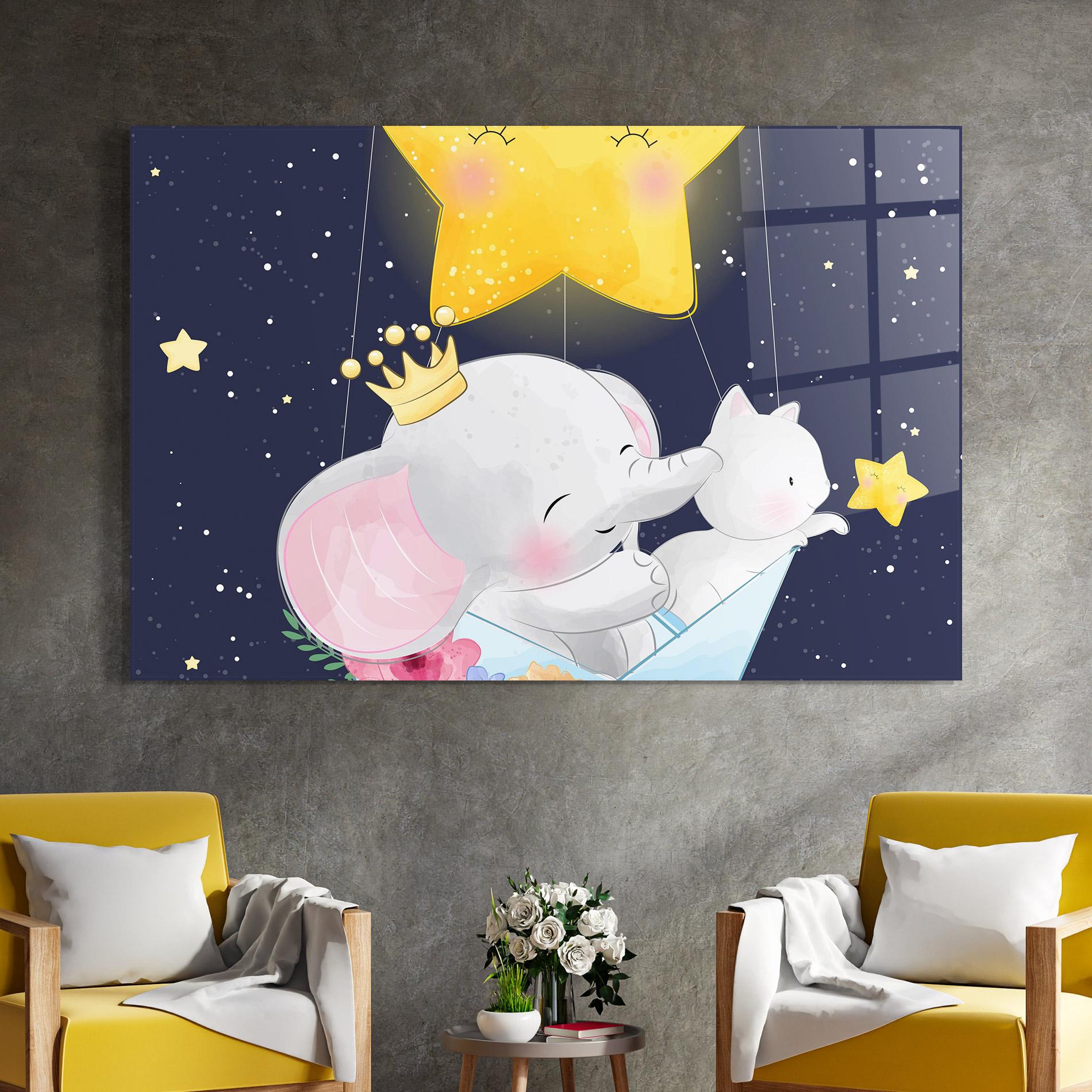 Tablou Sticla Elephant Cat mockup 4