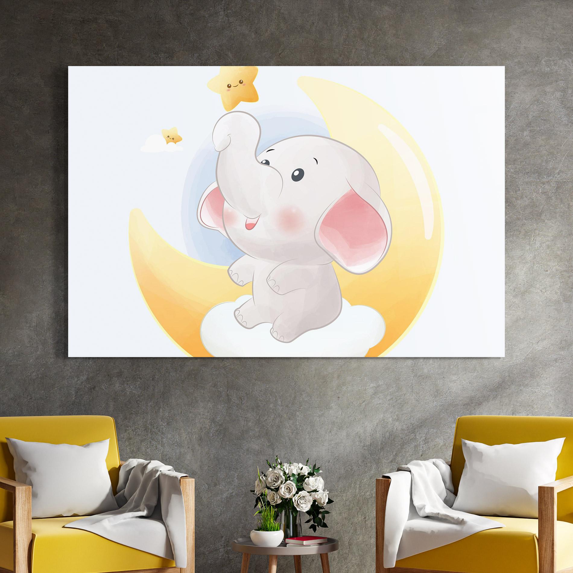 Tablou Sticla Elephant Yellow Star mockup 4