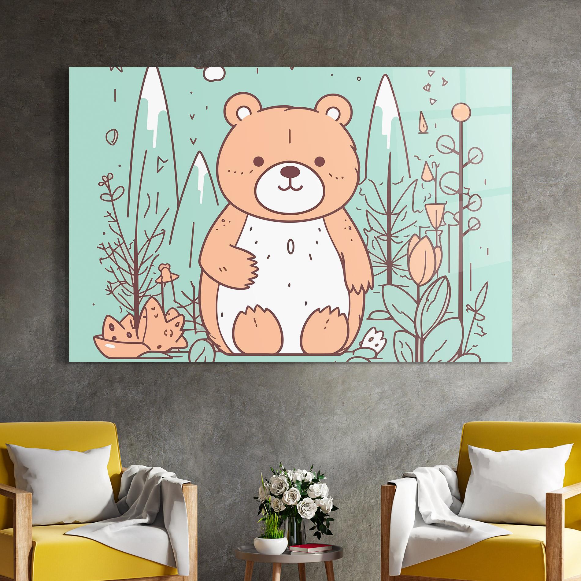 Tablou Sticla Forest Cute Bear mockup 4