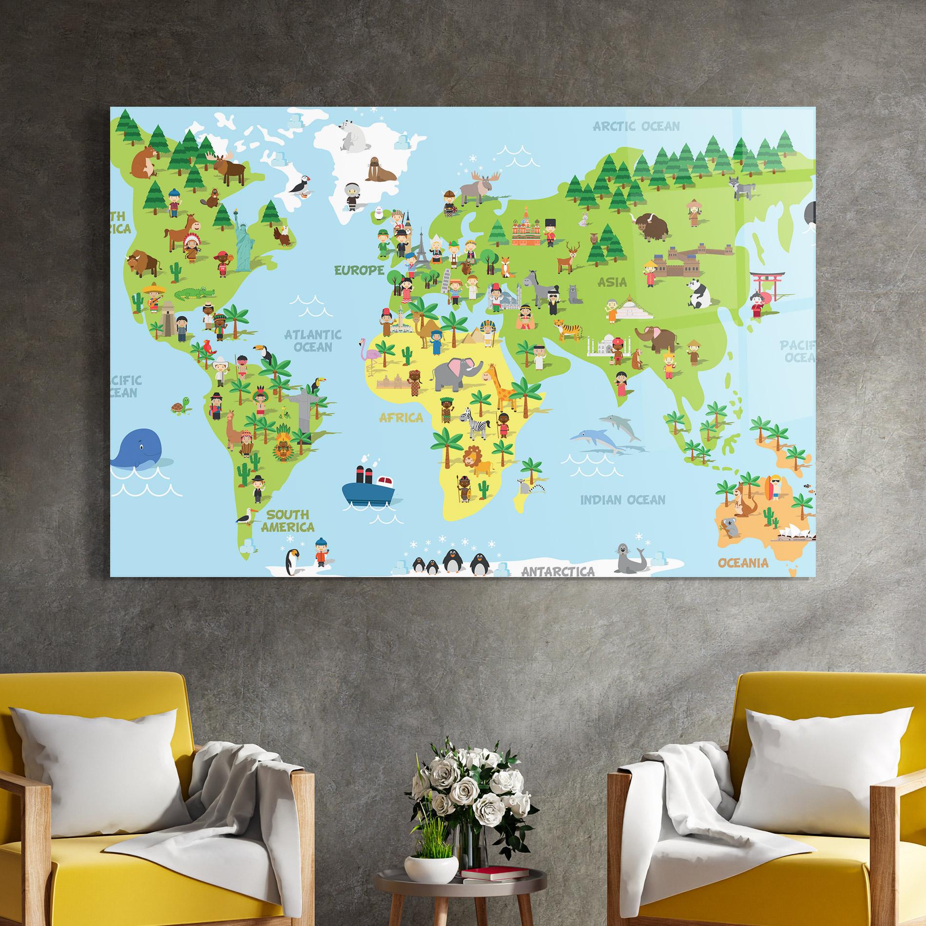 Tablou Sticla Kids Map mockup 4