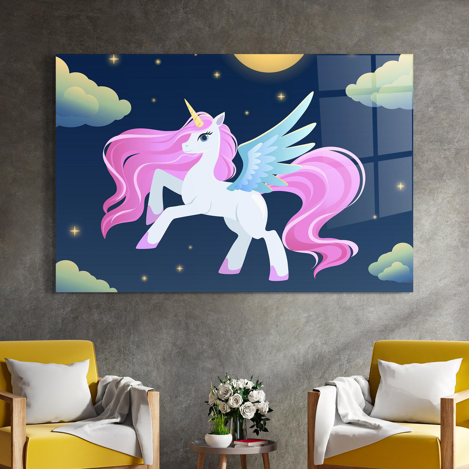 Tablou Sticla White Sky Pony mockup 4