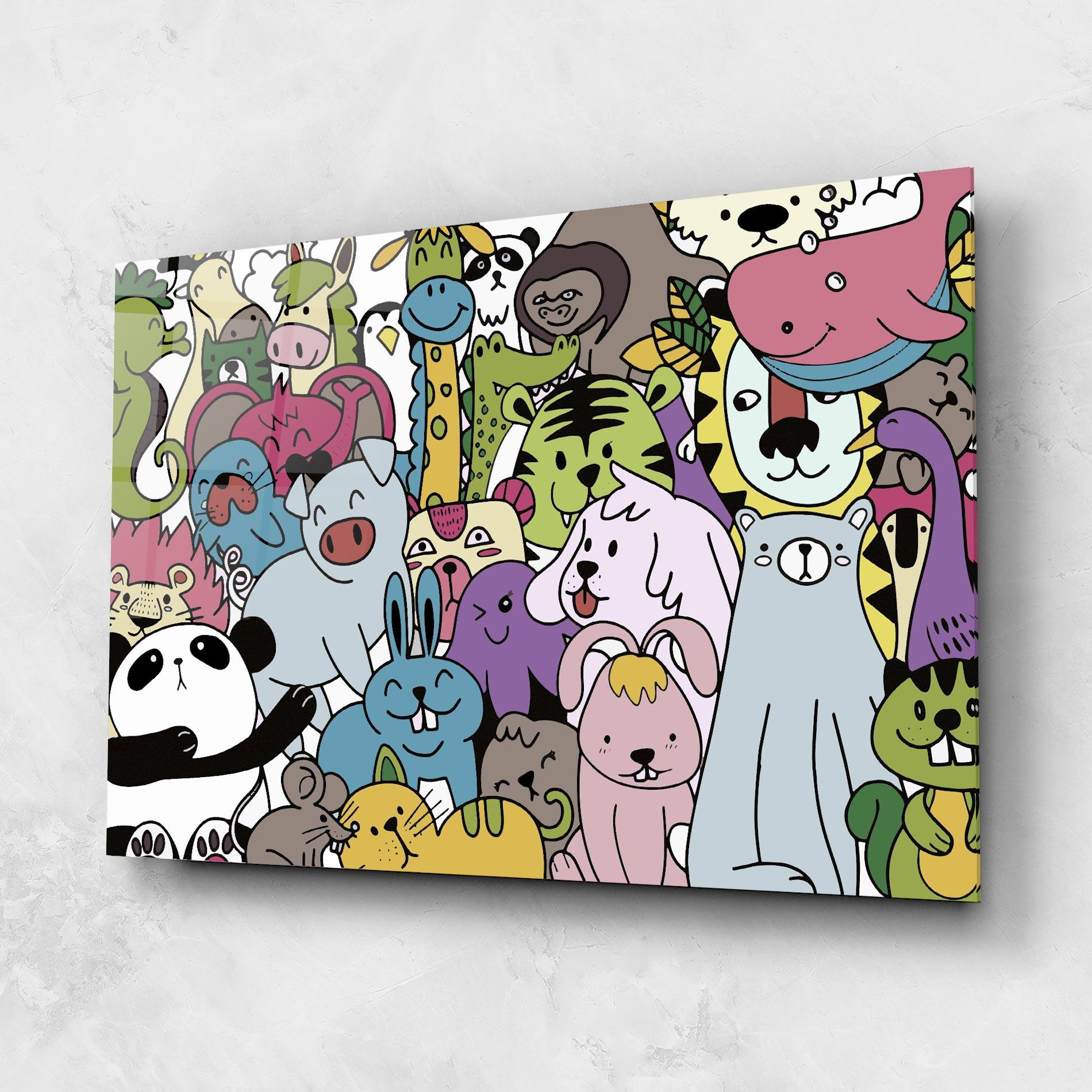 Tablou Sticla Animals Cartoon mockup 1