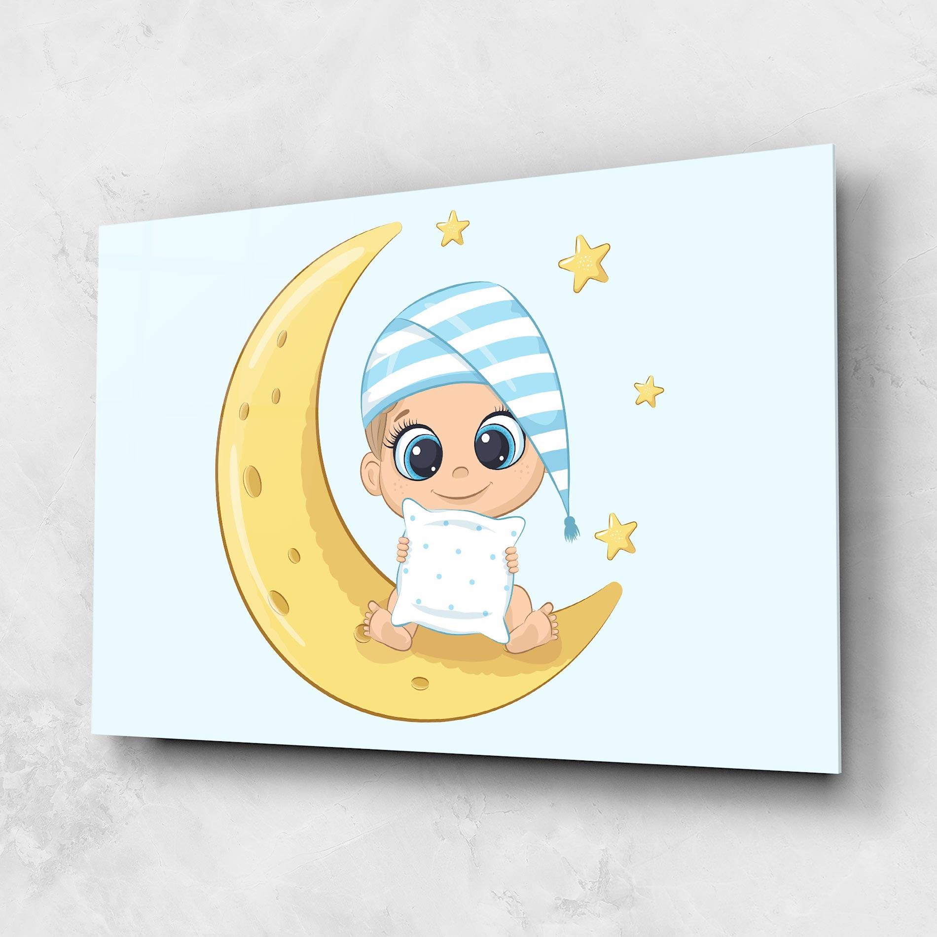 Tablou Sticla Baby On Moon mockup 1