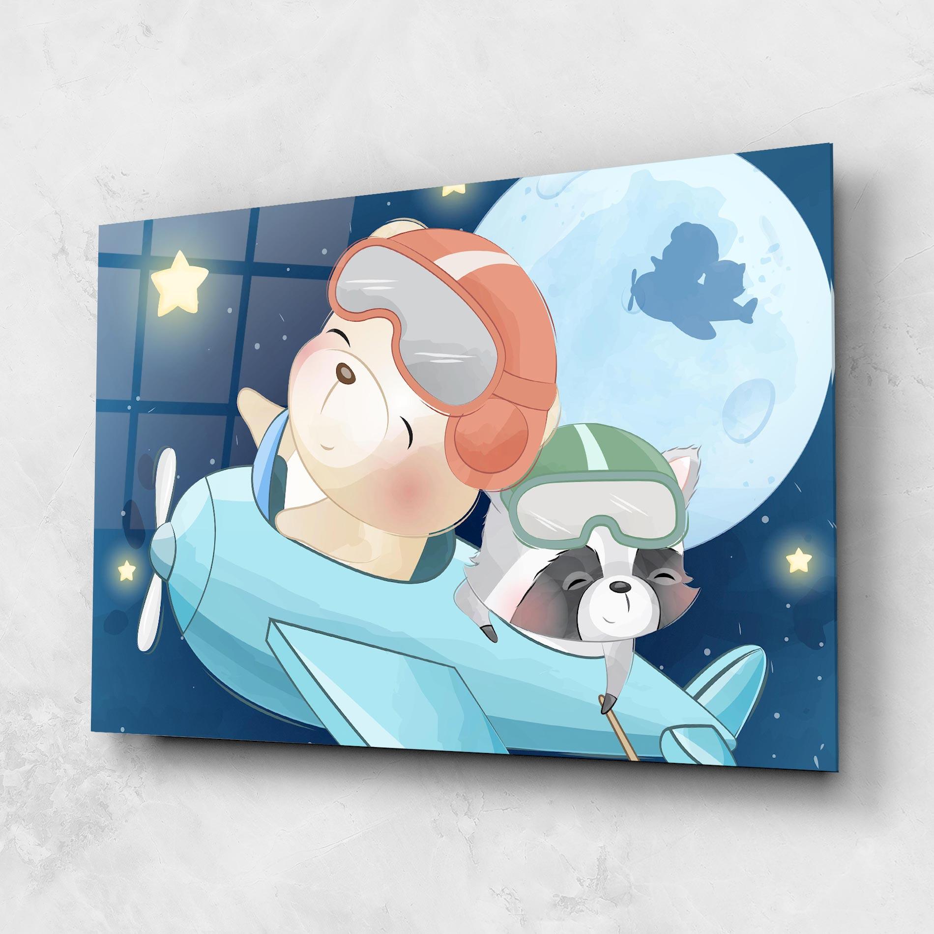Tablou Sticla Bear Flying Star mockup 1