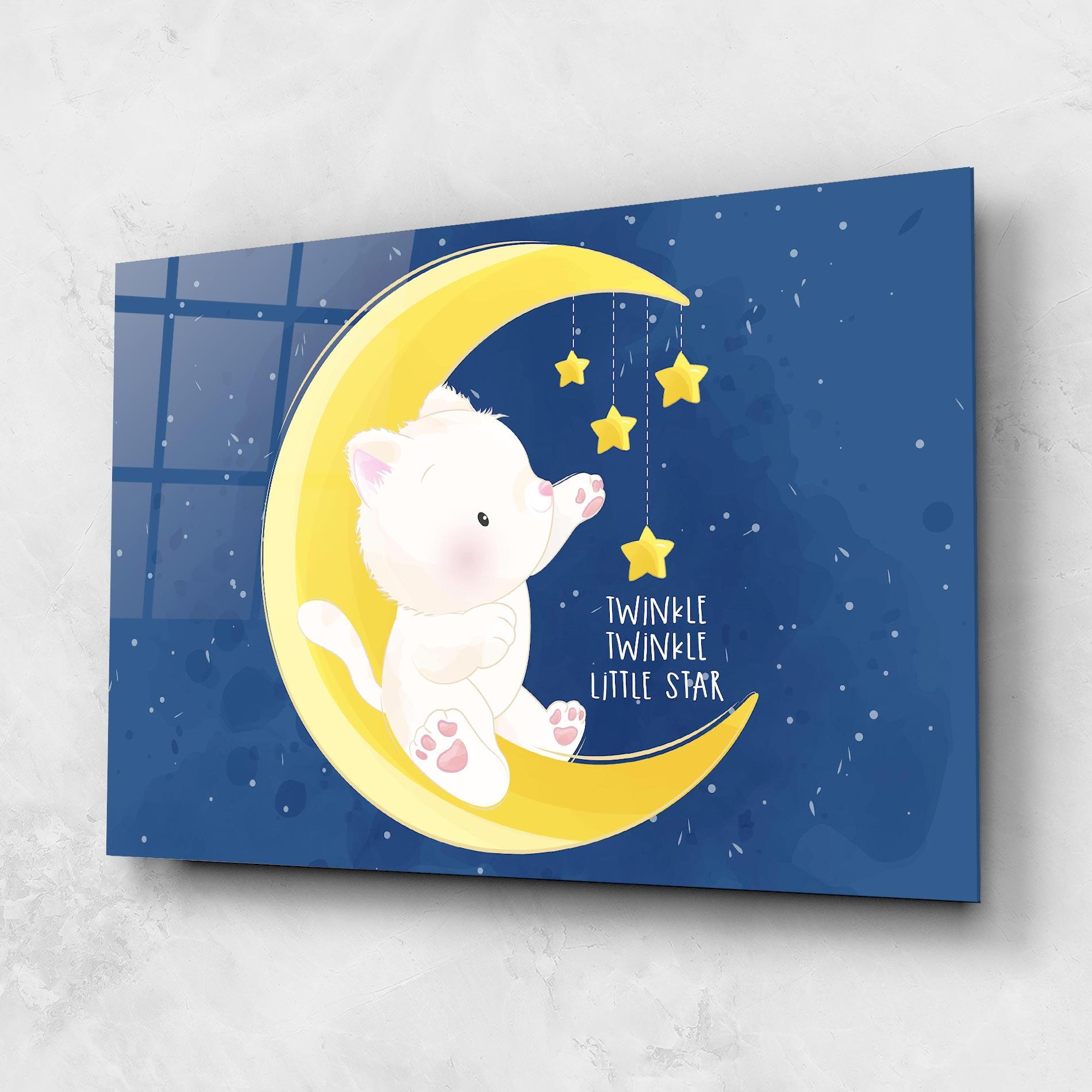 Tablou Sticla Cat Moon Star mockup 1