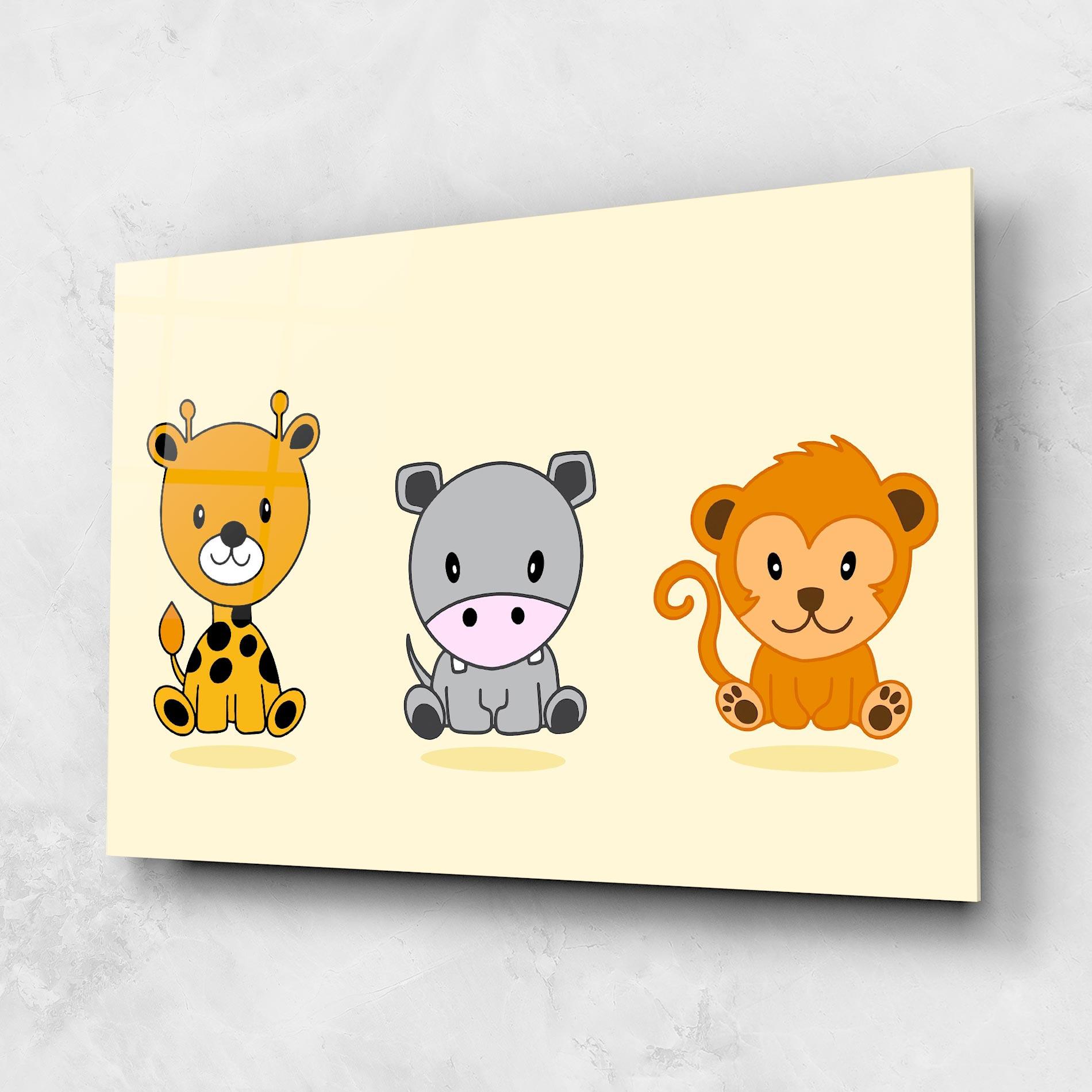 Tablou Sticla Cream Animals mockup 1