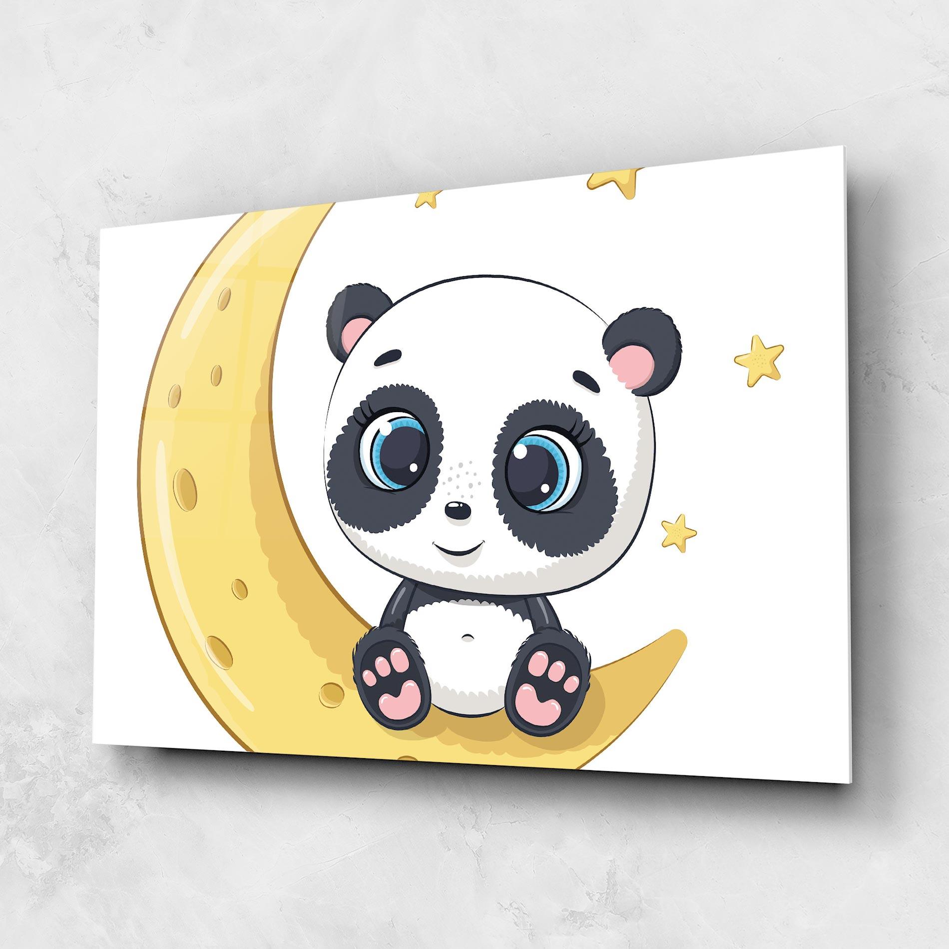 Tablou Sticla Cute Panda Moon mockup 1